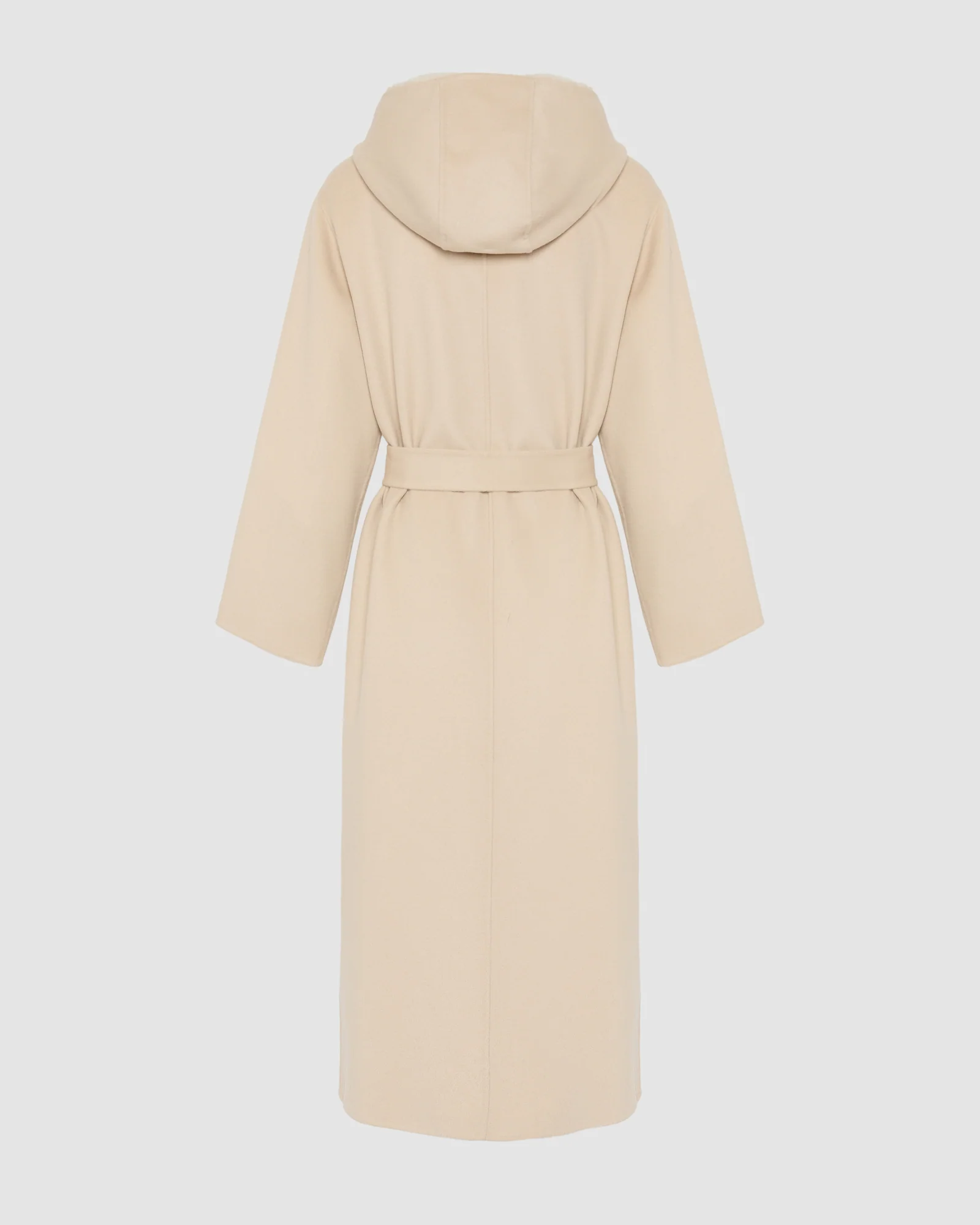 Long coat in cashmere wool with mink fur hood - Image 7