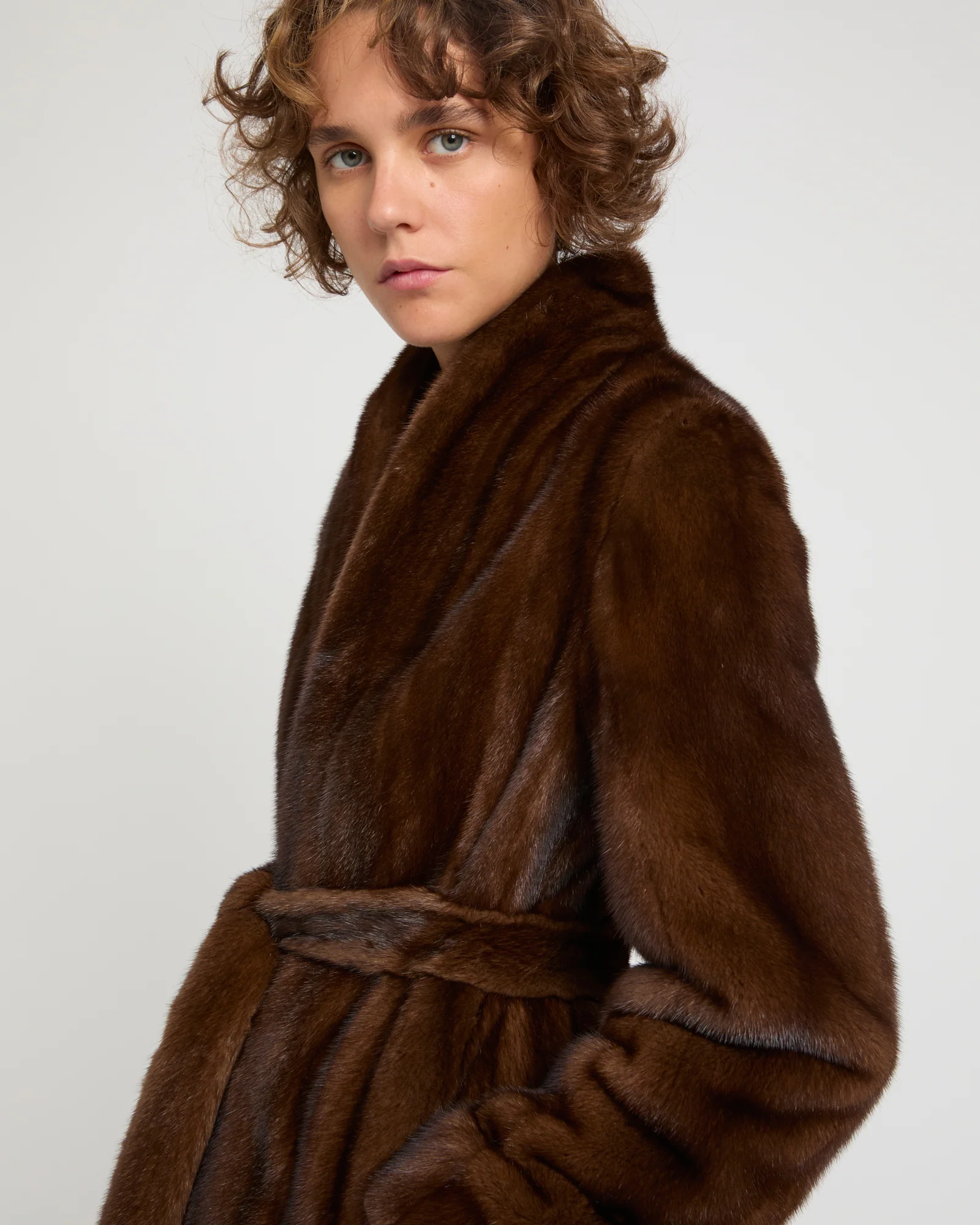 Maxi belted coat in long-haired mink fur - Image 2