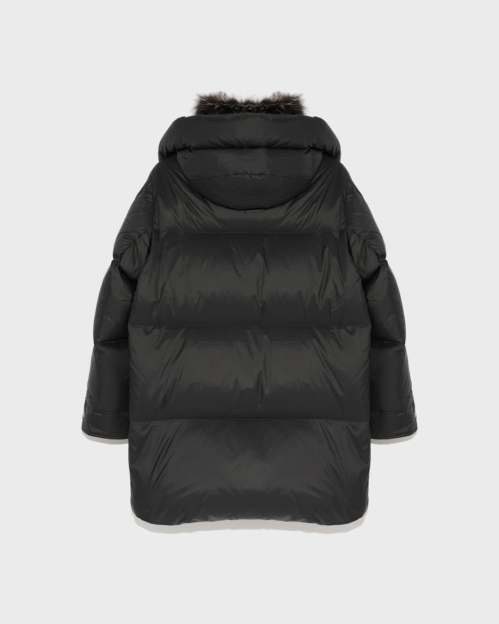 3/4 down jacket in water-repellent technical fabric with fox fur collar trim - Image 6