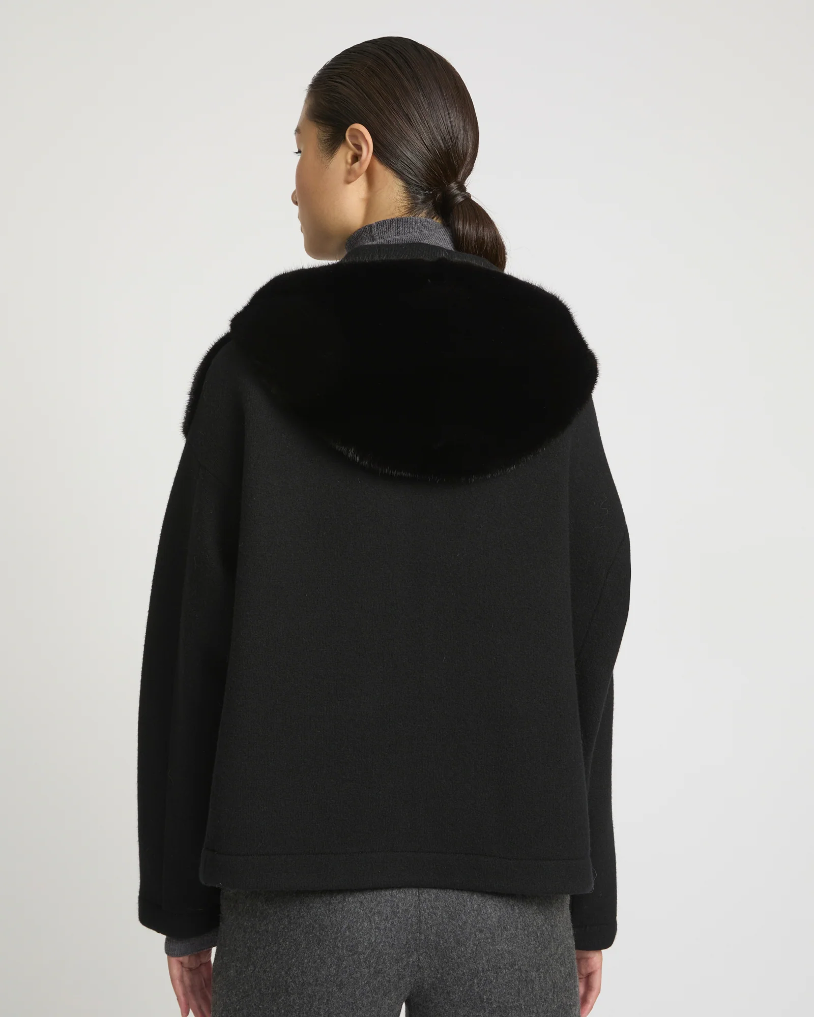 Hooded Jacket in Mink and Technical Fabric - Image 3