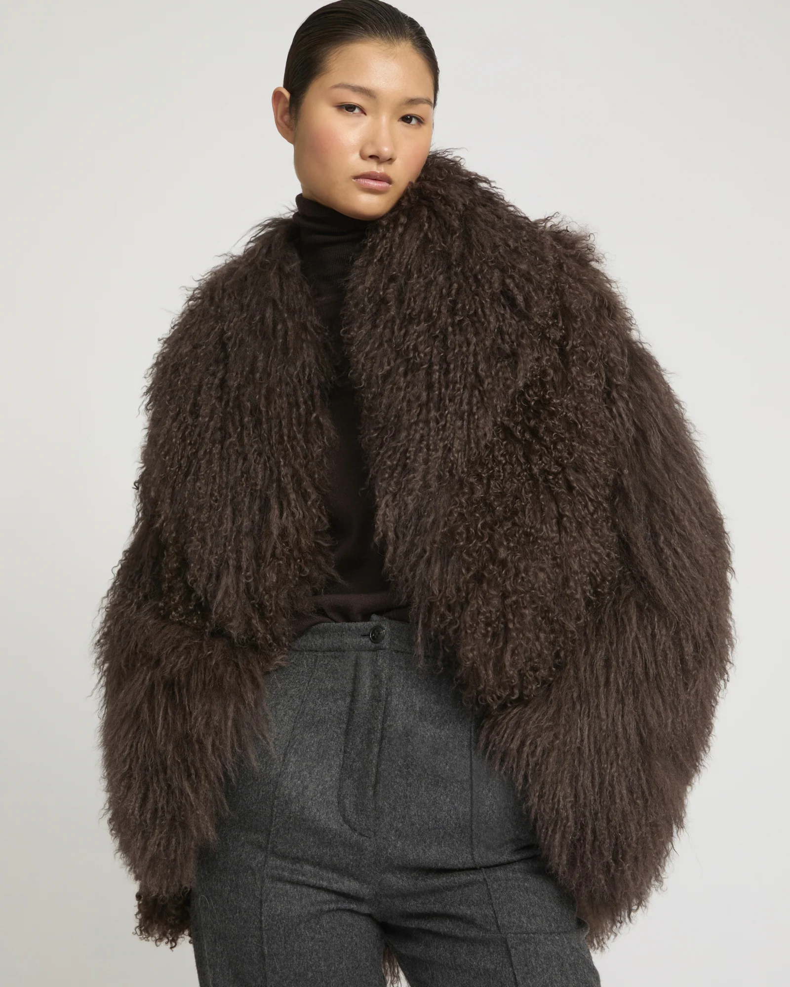 Oversized Mongolian lamb jacket