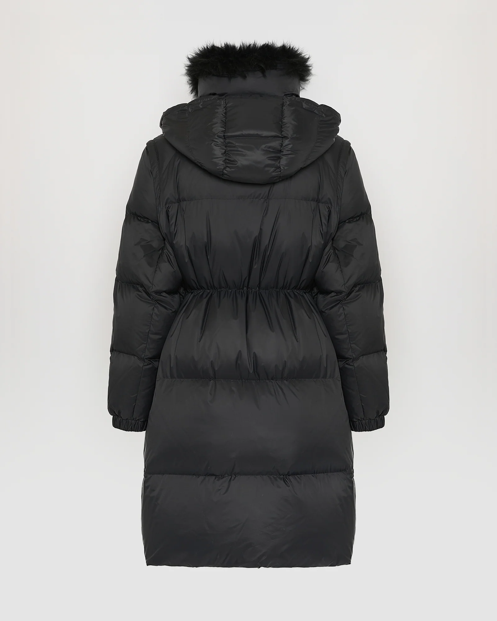 7/8 Long down jacket in water-repellent technical fabric with collar trim in fluffy lambswool - Image 8