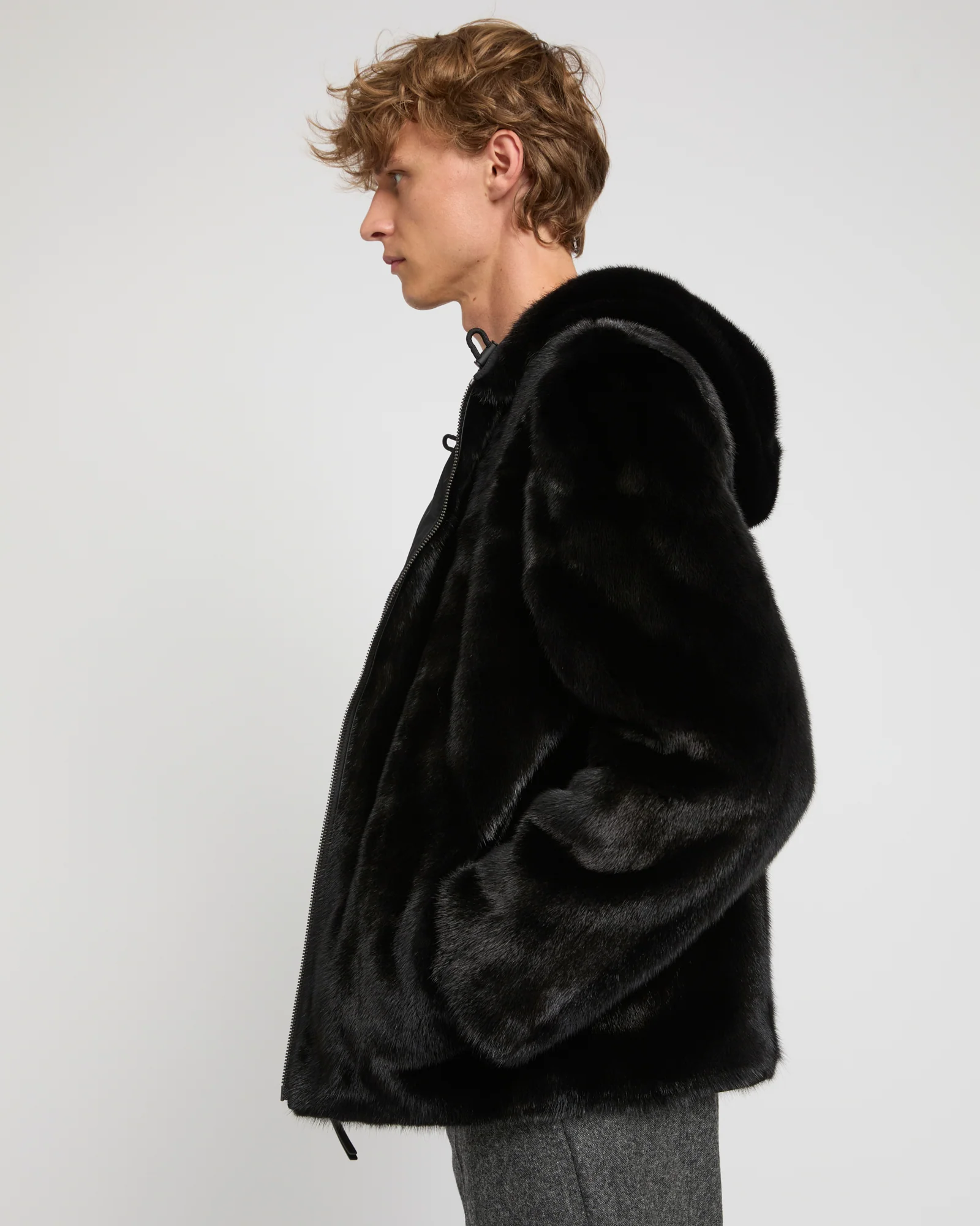 Reversible Hooded Jacket in Mink Fur and Technical Fabric - Image 4