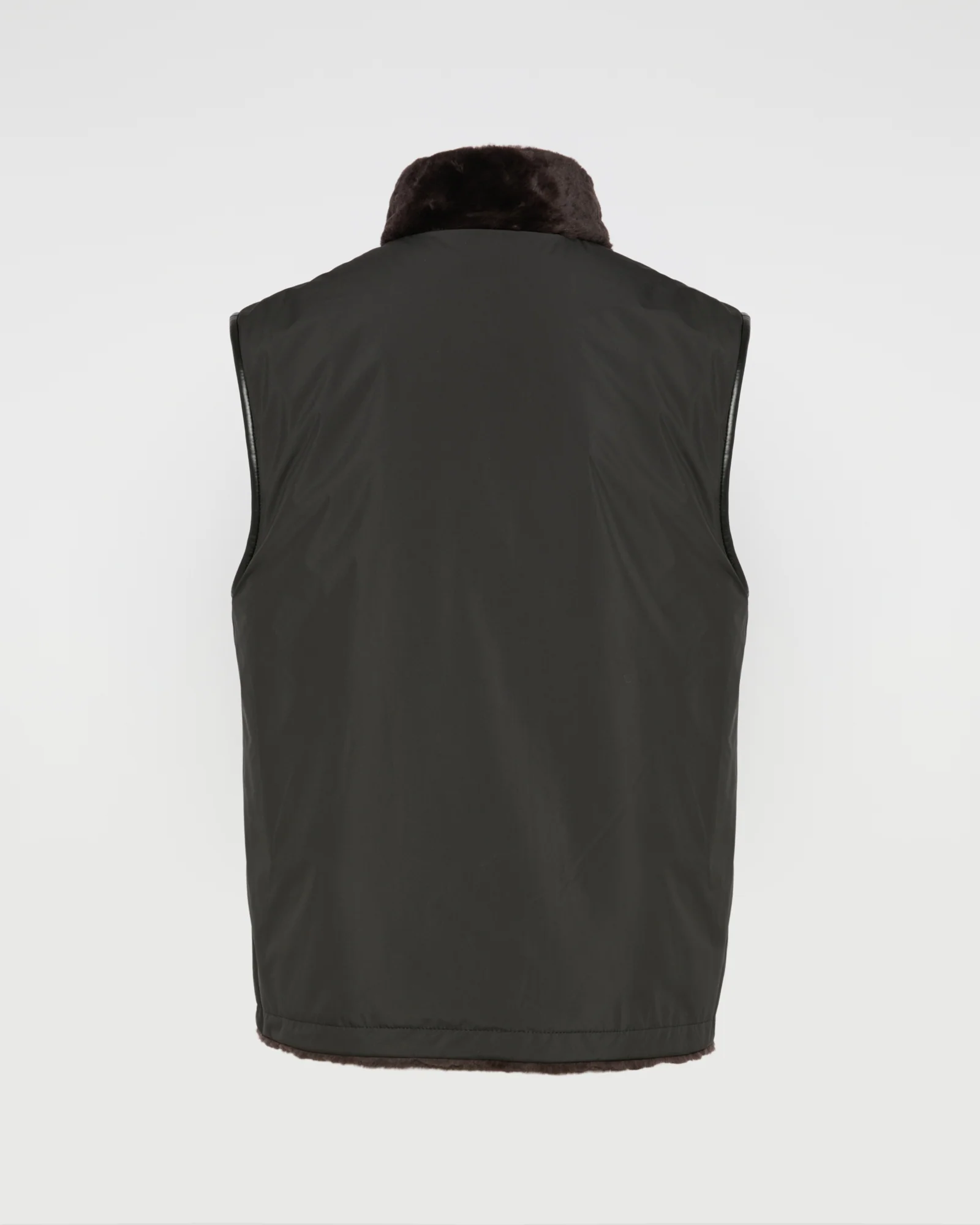 Reversible Shearling and Technical Fabric Gilet - Image 5