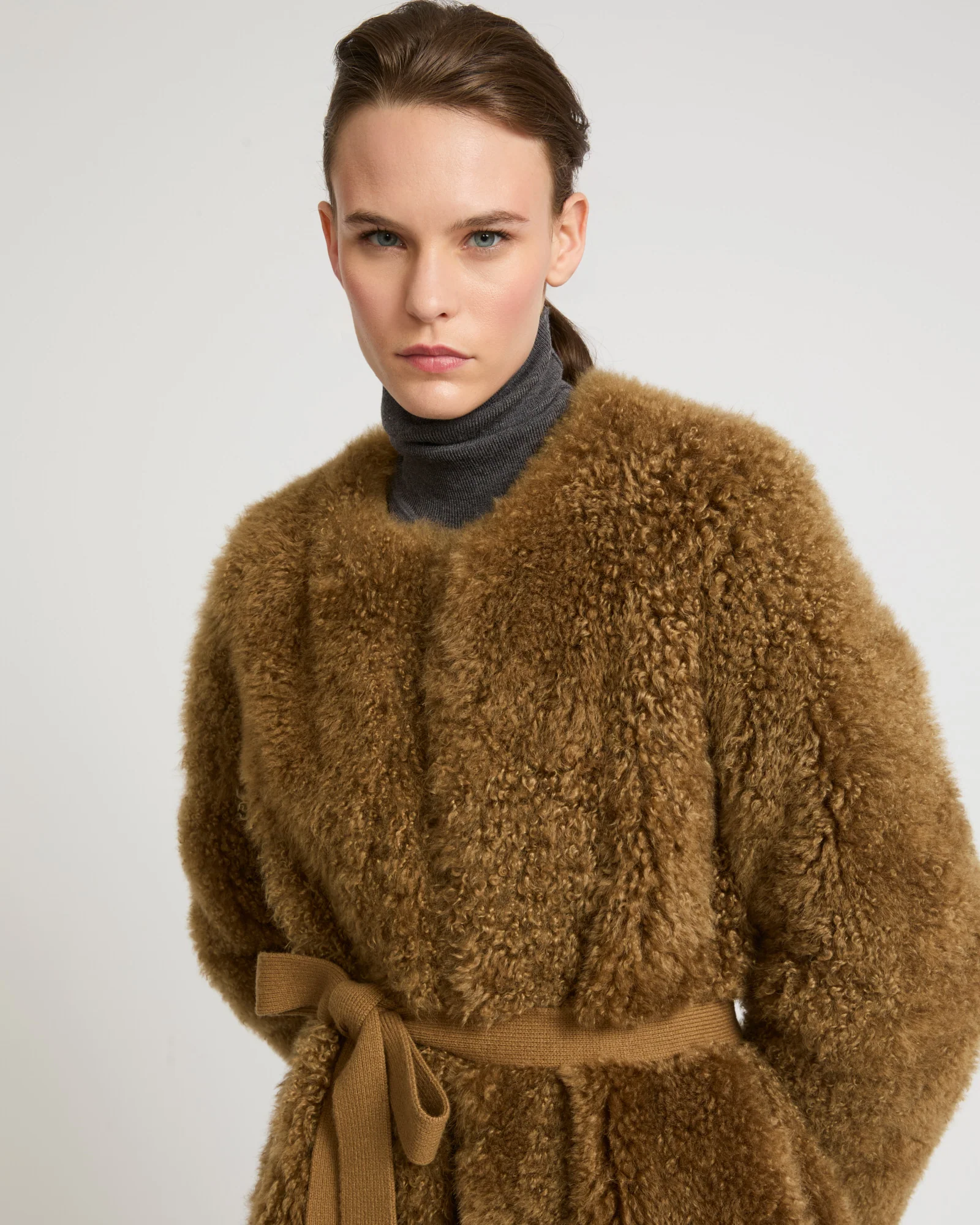 Coat in merino knit and lambskin - Image 5