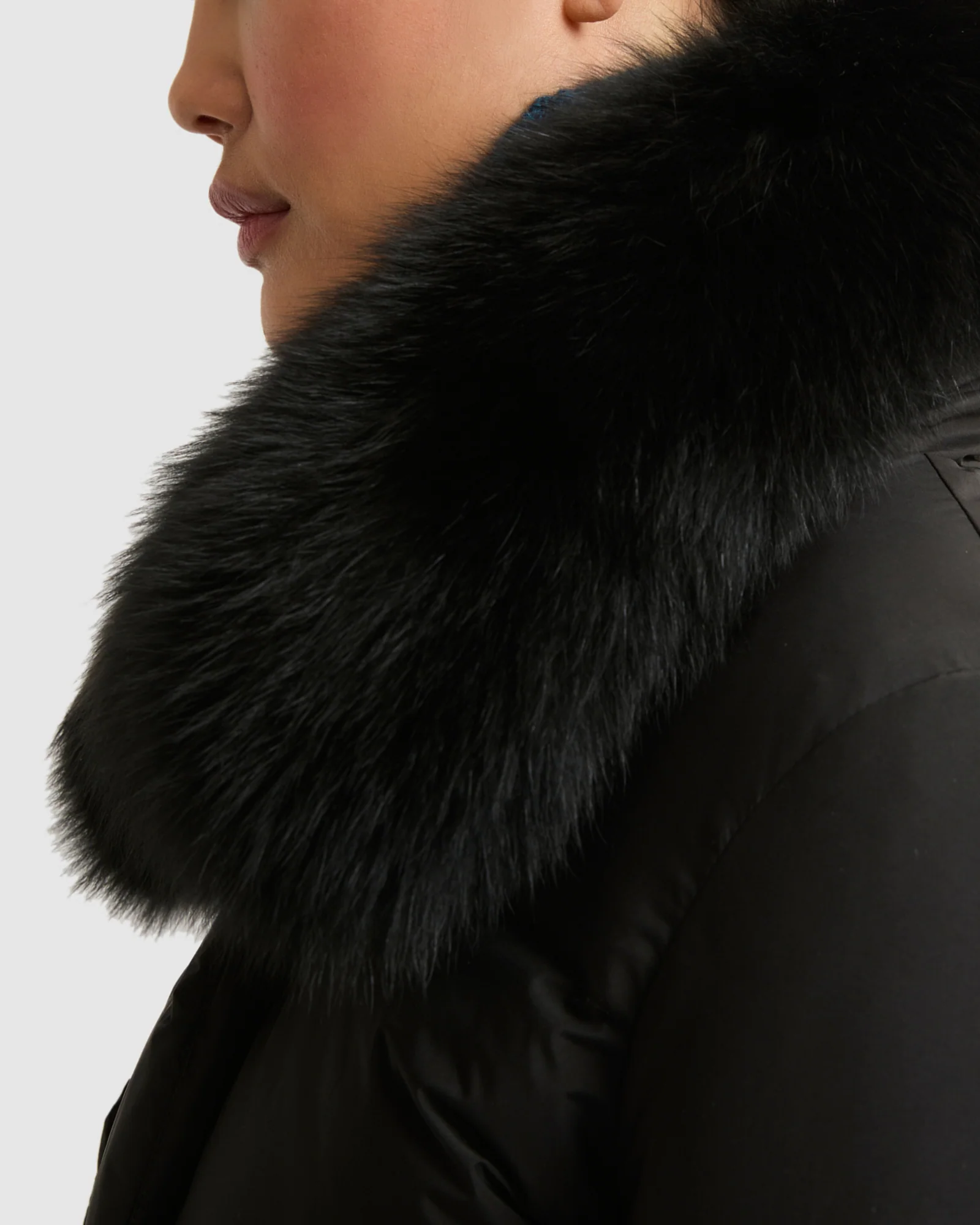 Belted down jacket in waterproof technical fabric with fox and rabbit fur - Image 3