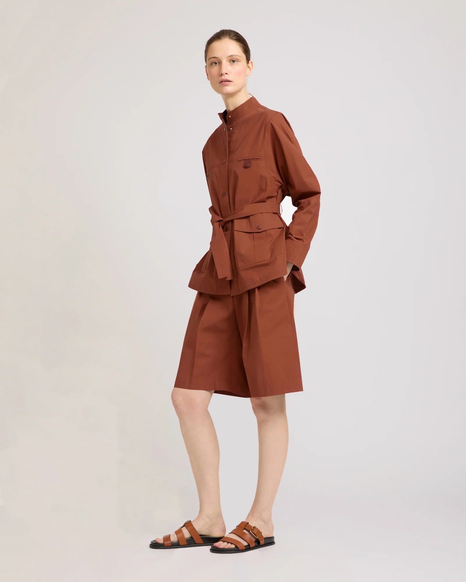 Belted safari jacket in cotton fabric - Image 3
