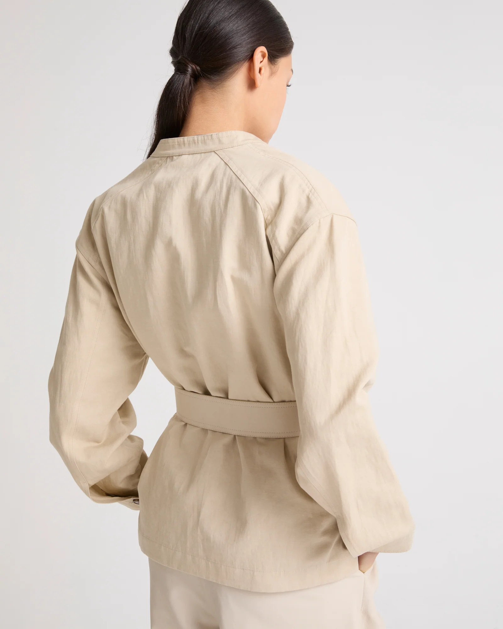 Belted jacket in cotton-linen fabric - Image 5