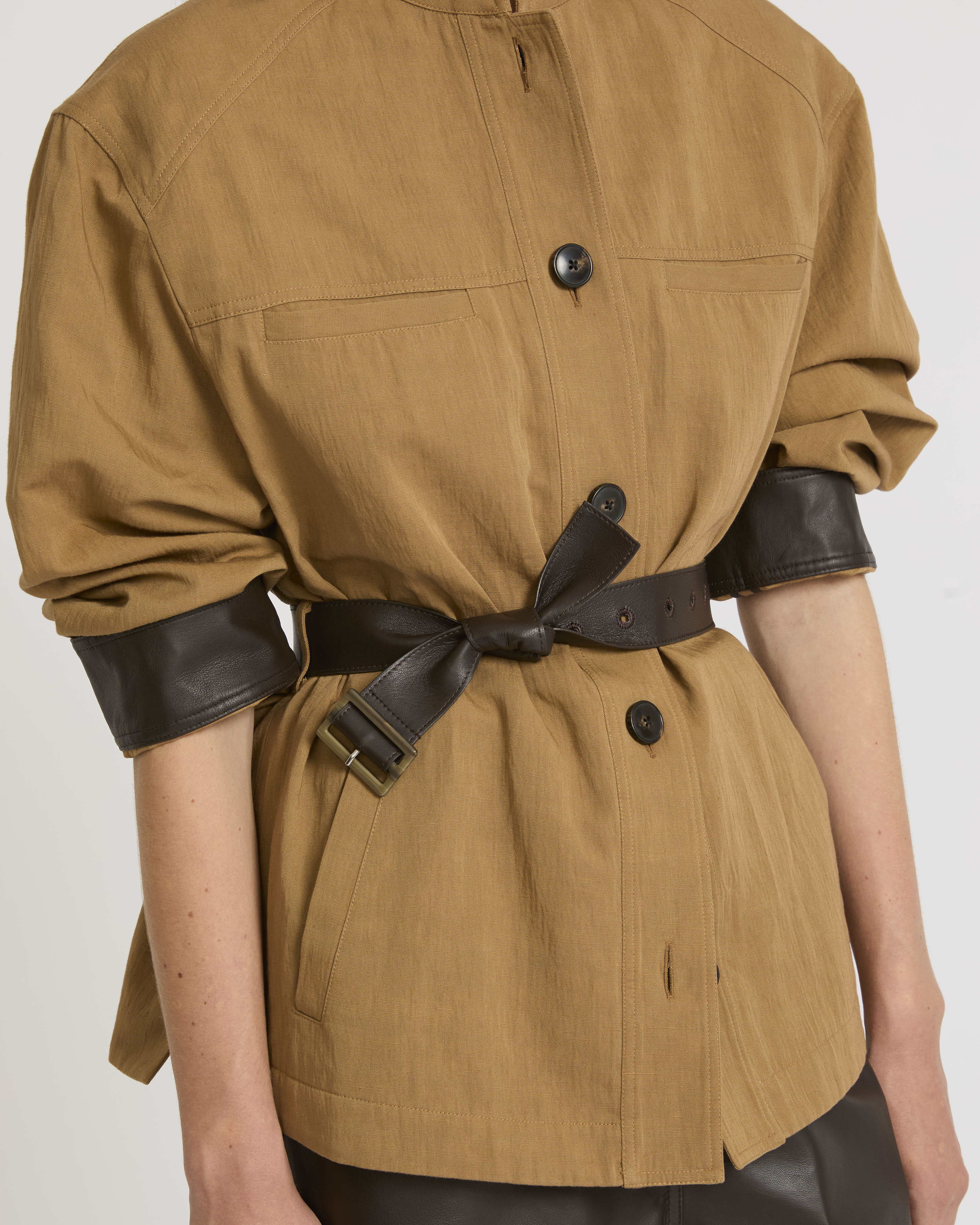 Belted jacket in cotton-linen fabric - Image 3