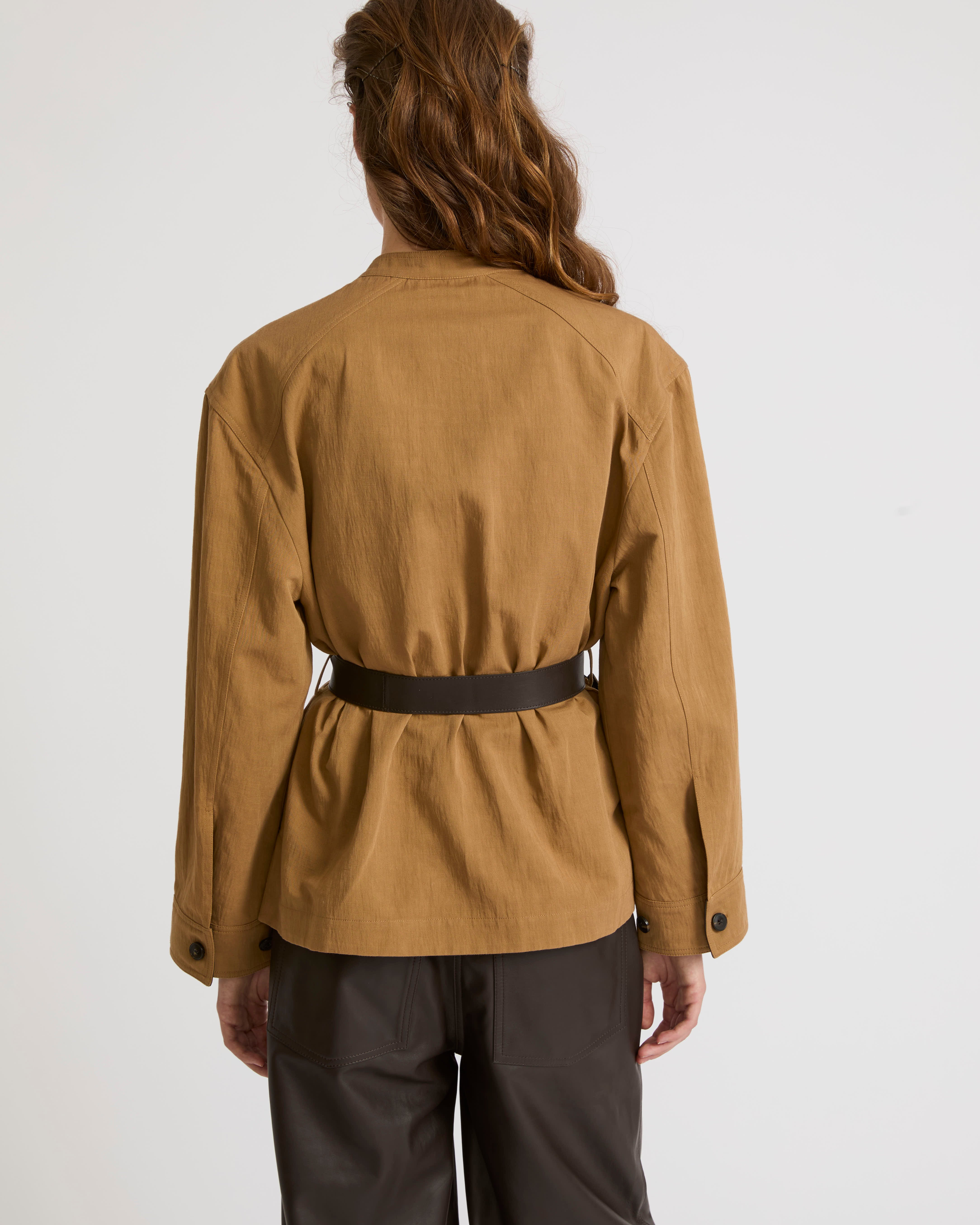 Belted jacket in cotton-linen fabric - Image 4