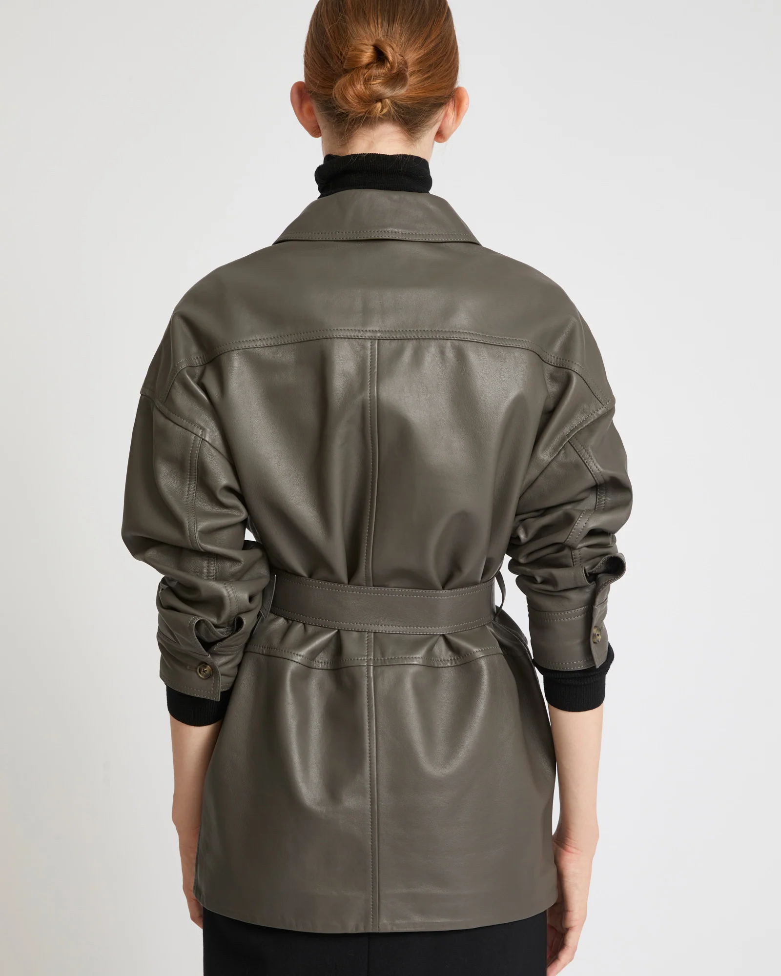 Belted safari jacket in lambskin leather - Image 3