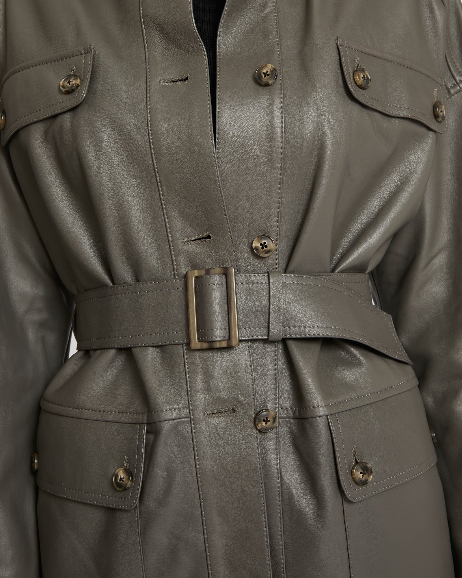 Belted safari jacket in lambskin leather - Image 5