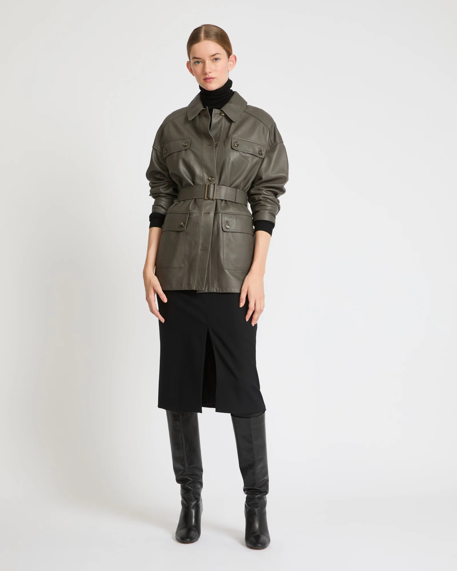 Belted safari jacket in lambskin leather - Image 6