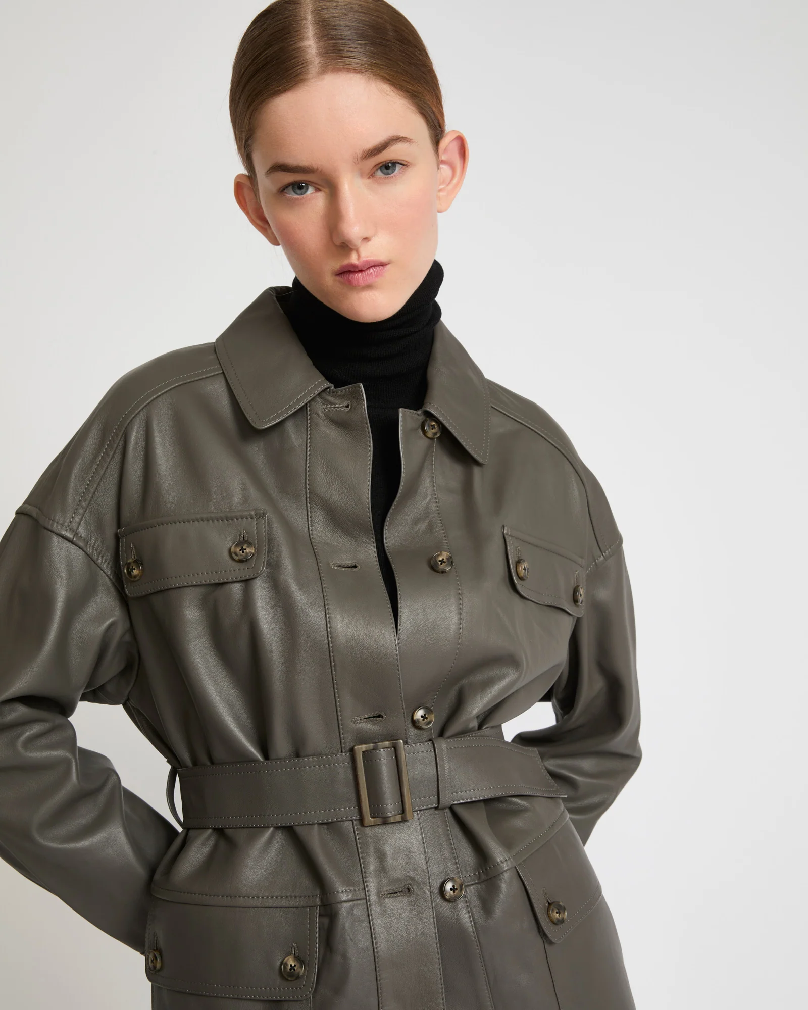Belted safari jacket in lambskin leather - Image 7