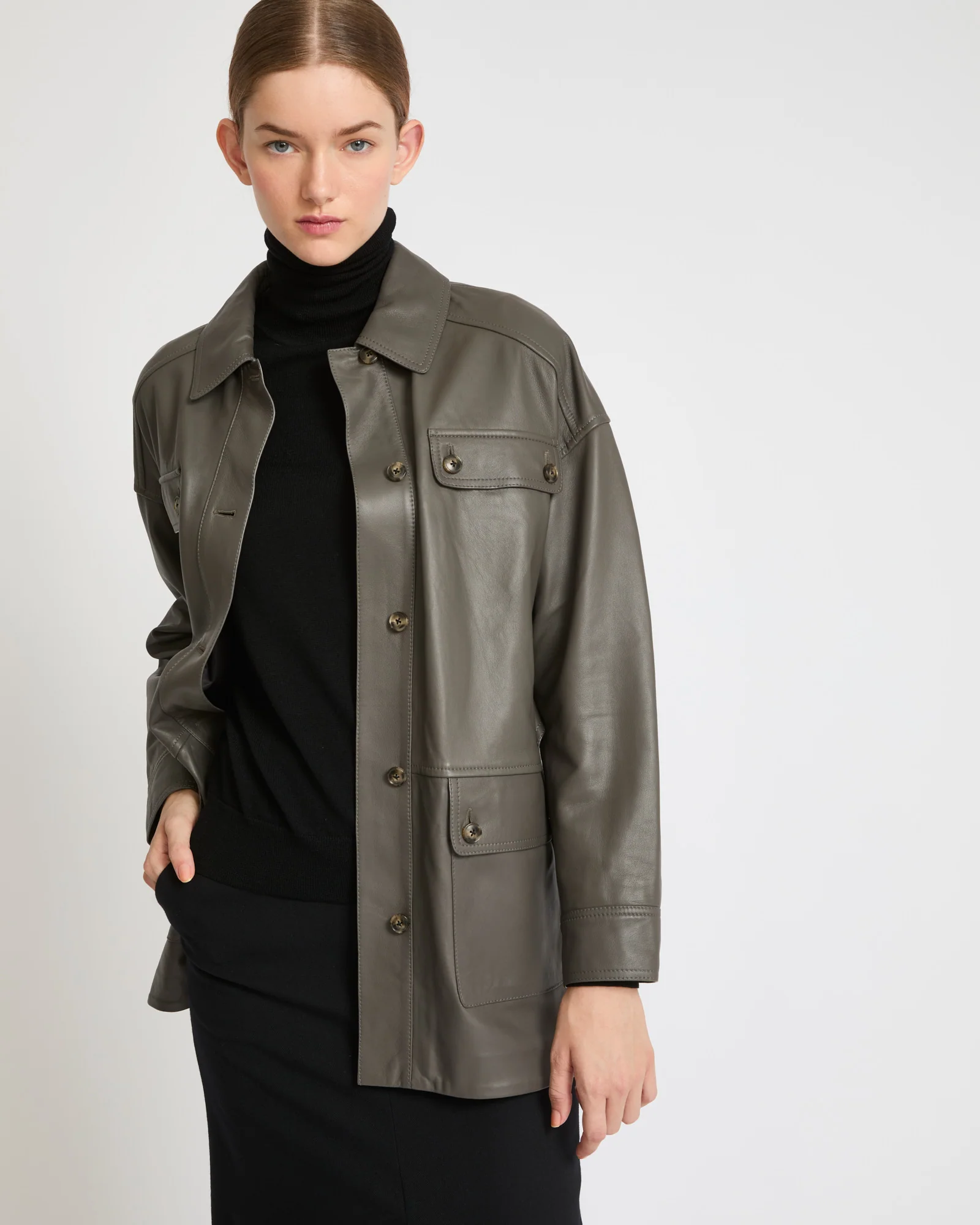 Belted safari jacket in lambskin leather - Image 8