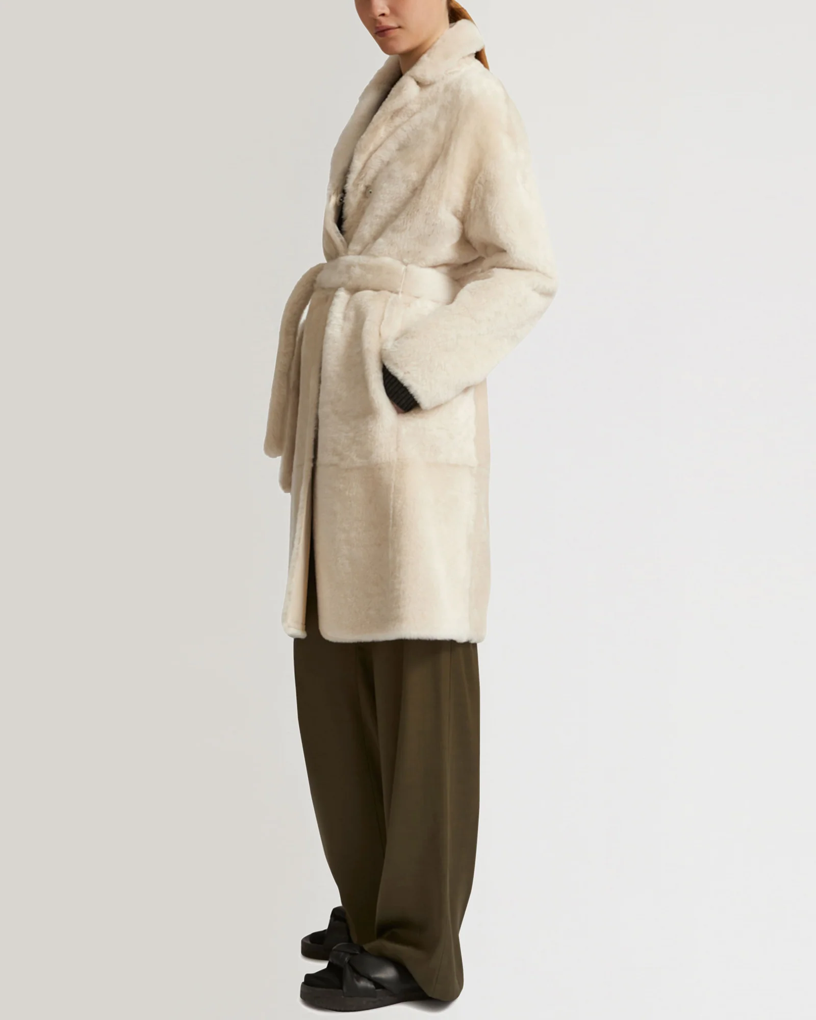 Belted shearling coat - Image 3
