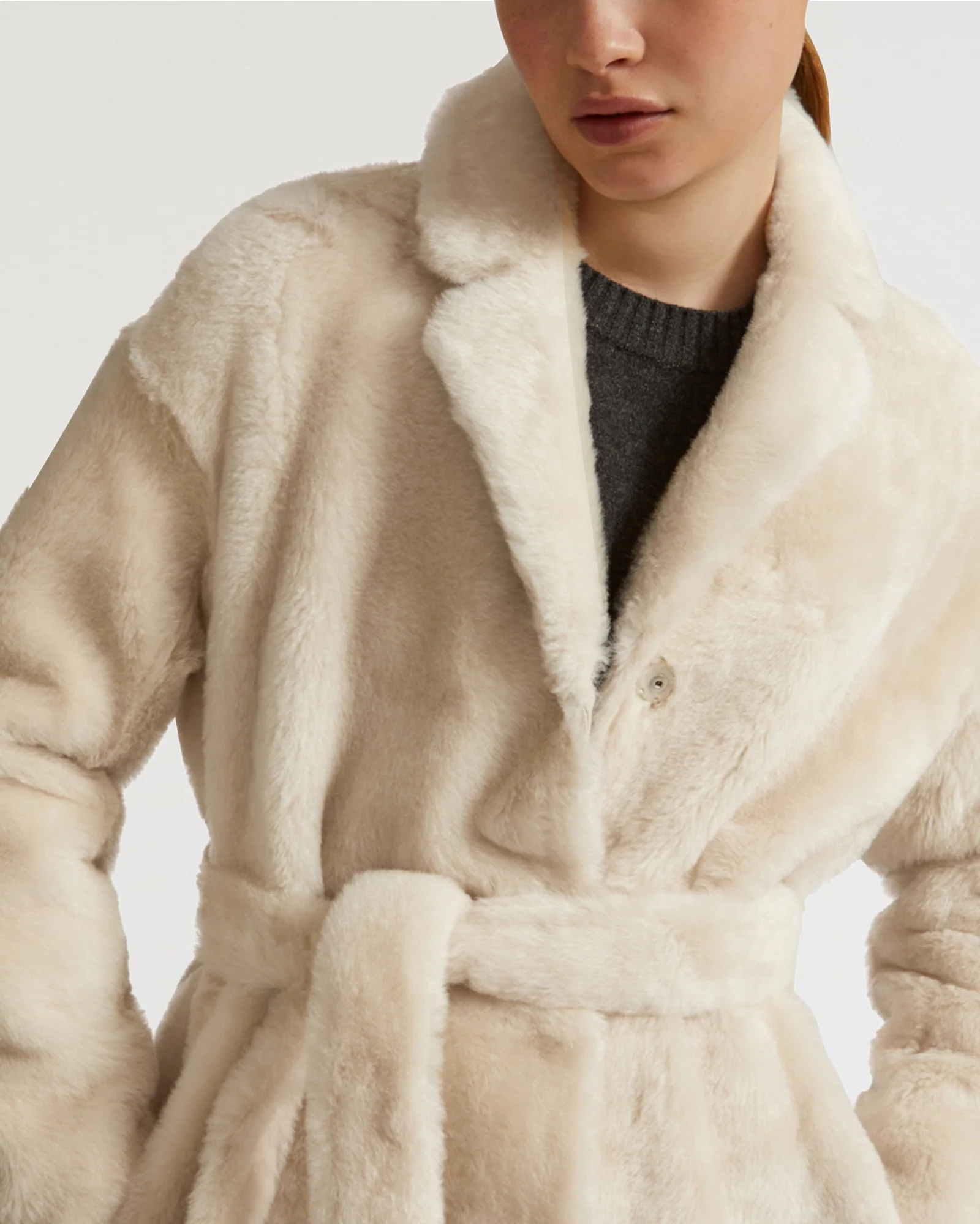 Belted shearling coat - Image 4