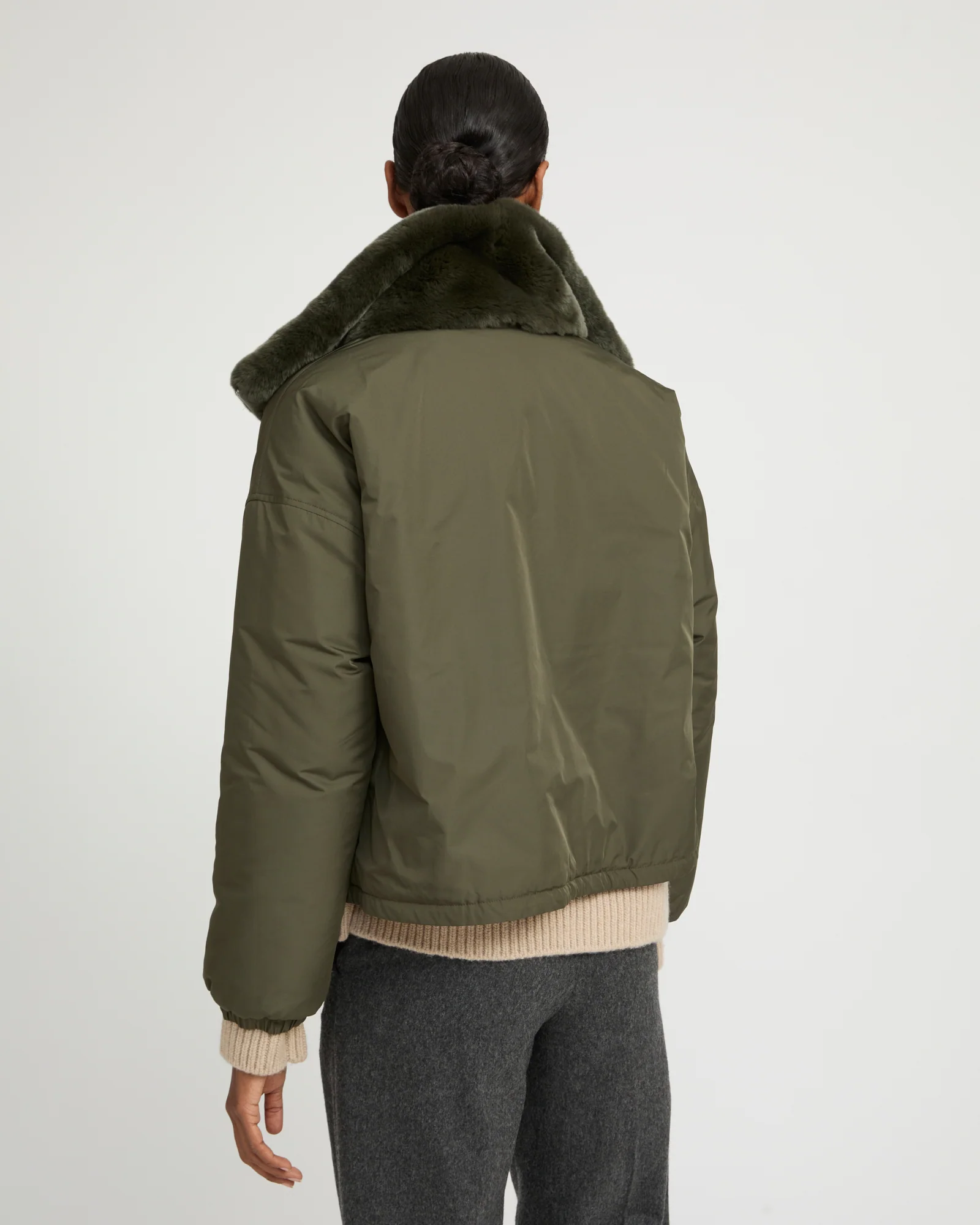 Boxy jacket in technical fabric reversible rex rabbit fur - Image 6