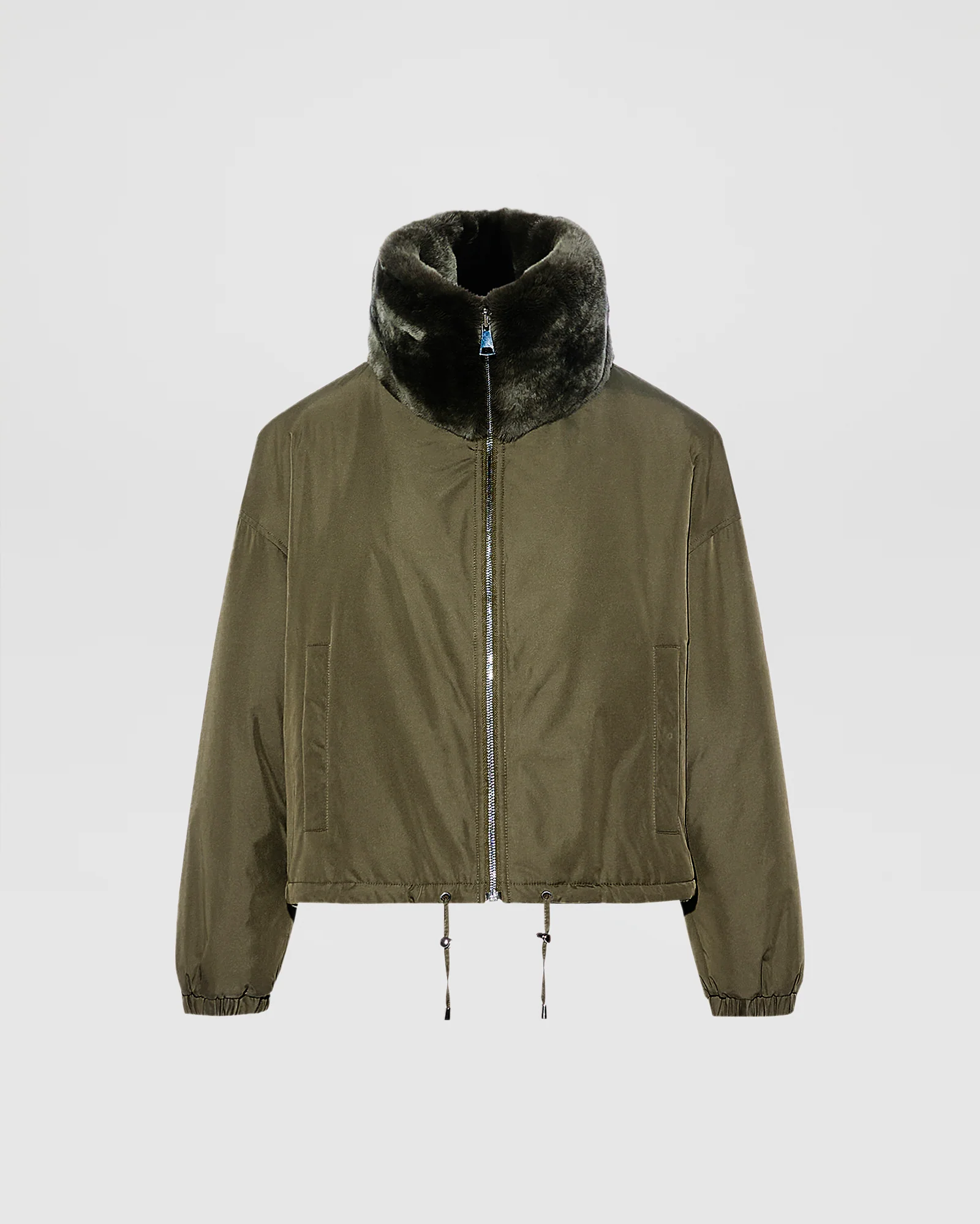 Boxy jacket in technical fabric reversible rex rabbit fur - Image 7