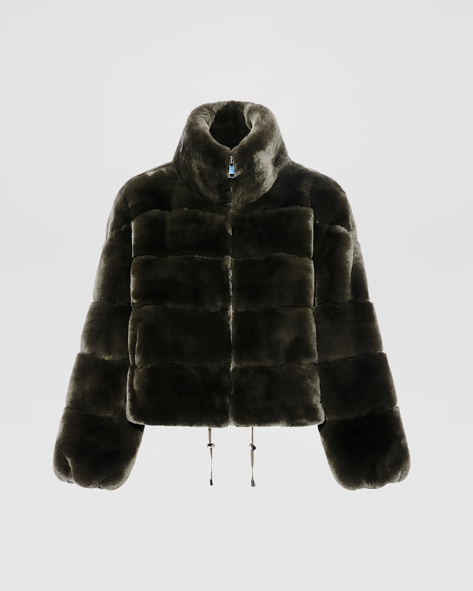 Boxy jacket in technical fabric reversible rex rabbit fur - Image 8