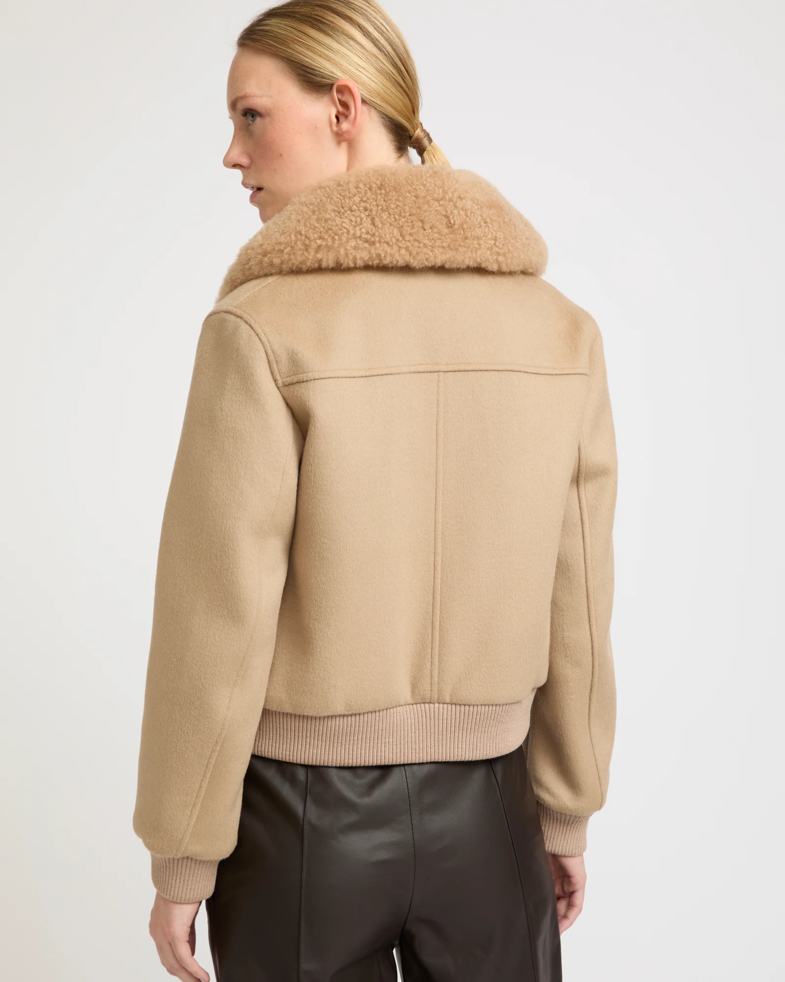 Cashmere-blend bomber jacket with removable lambskin collar - Image 4