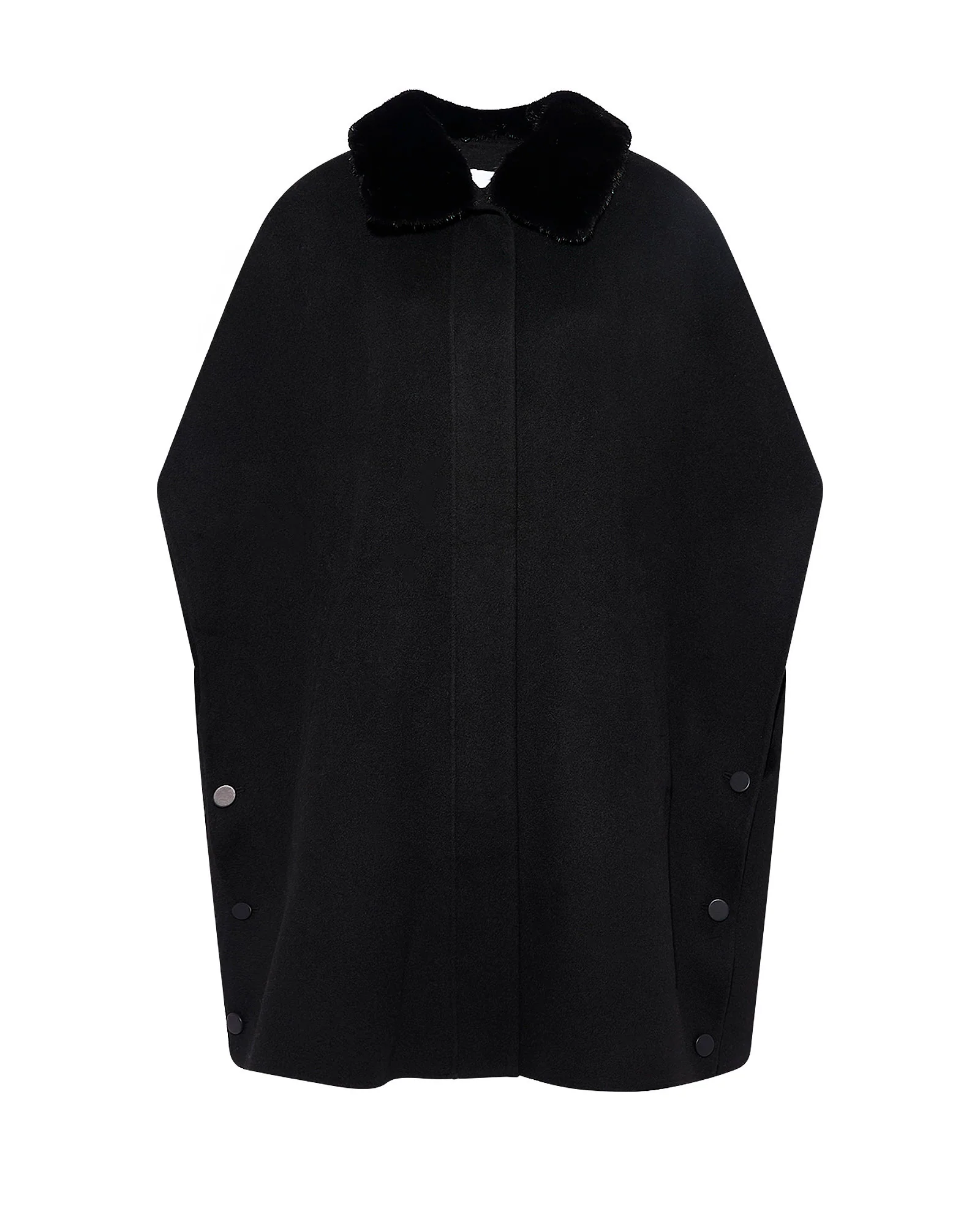 Cashmere-blend cape with removable mink fur collar - Image 5