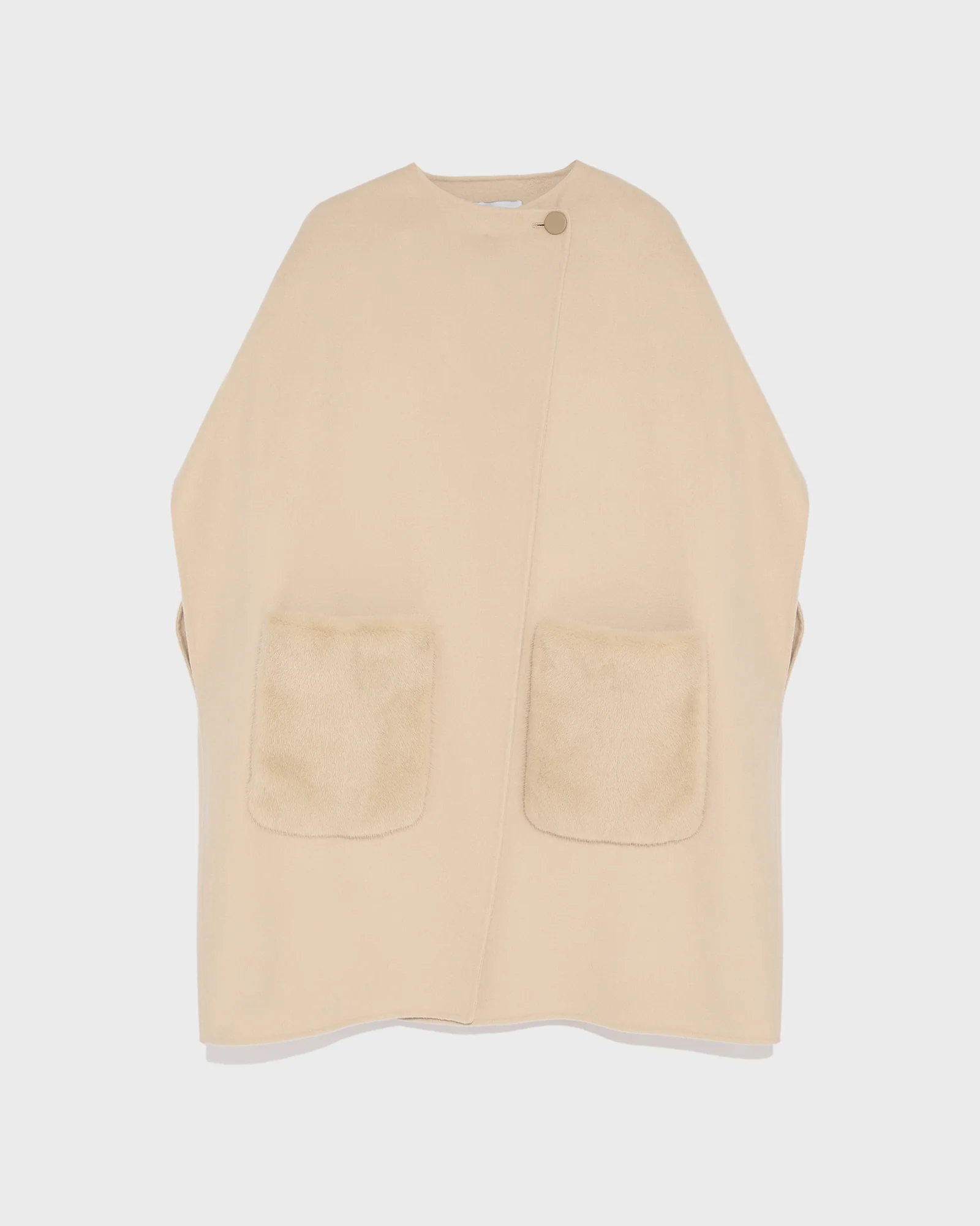 Cashmere blend cape with removable mink pockets - Image 5