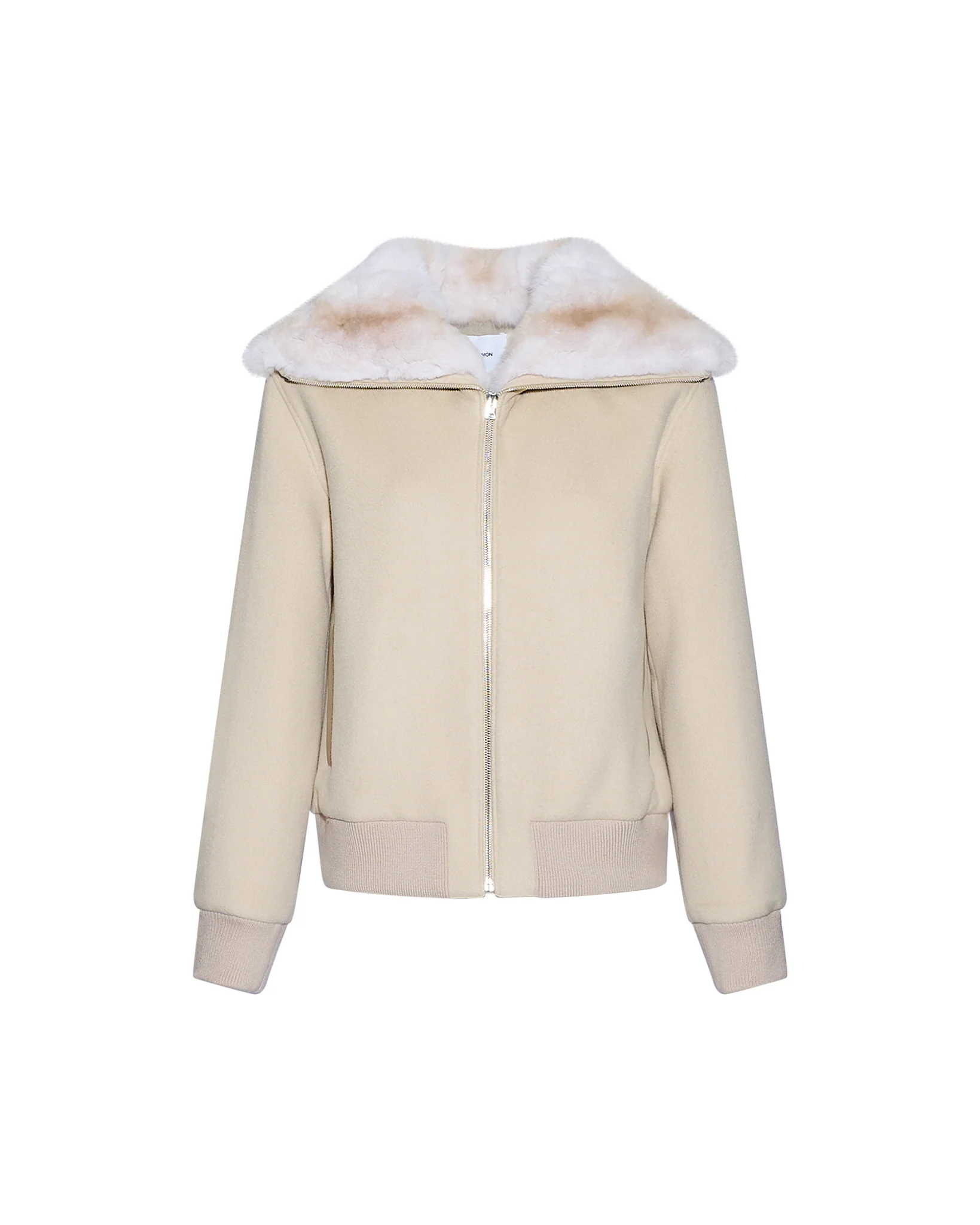 Cashmere-blend cropped blouson with removable mink fur collar - Image 4