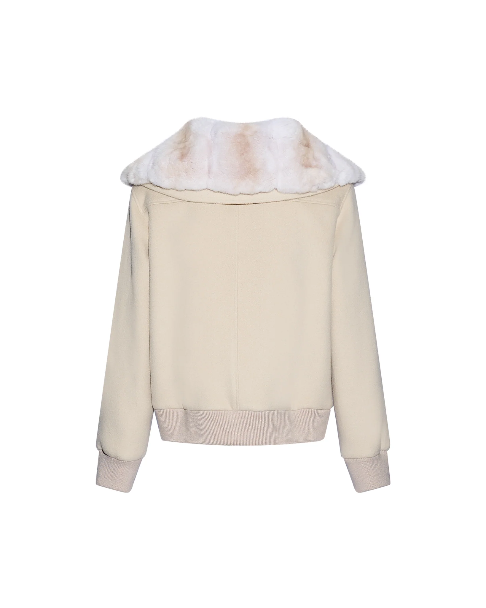 Cashmere-blend cropped blouson with removable mink fur collar - Image 5