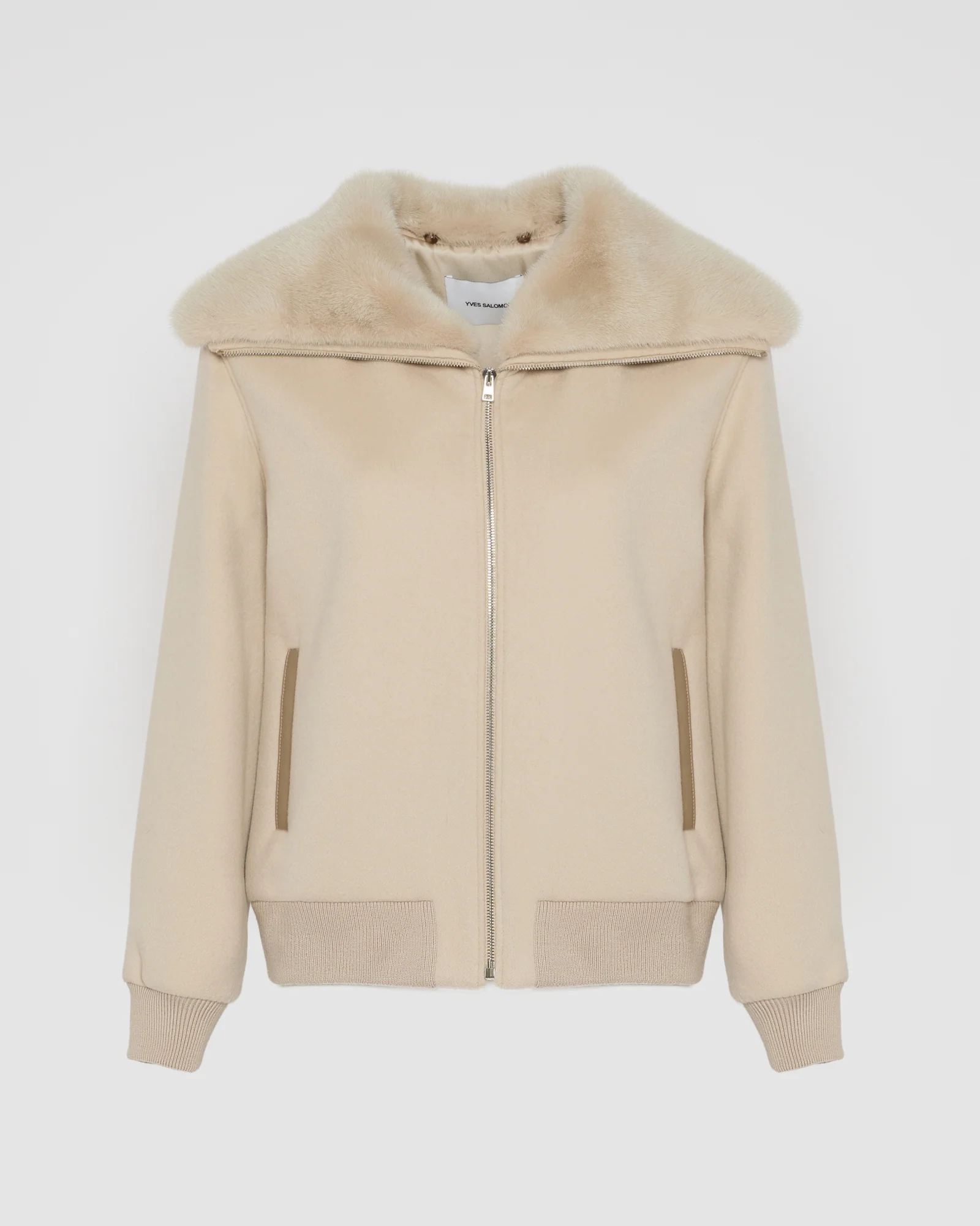 Cashmere-blend cropped blouson with removable mink fur collar - Image 5