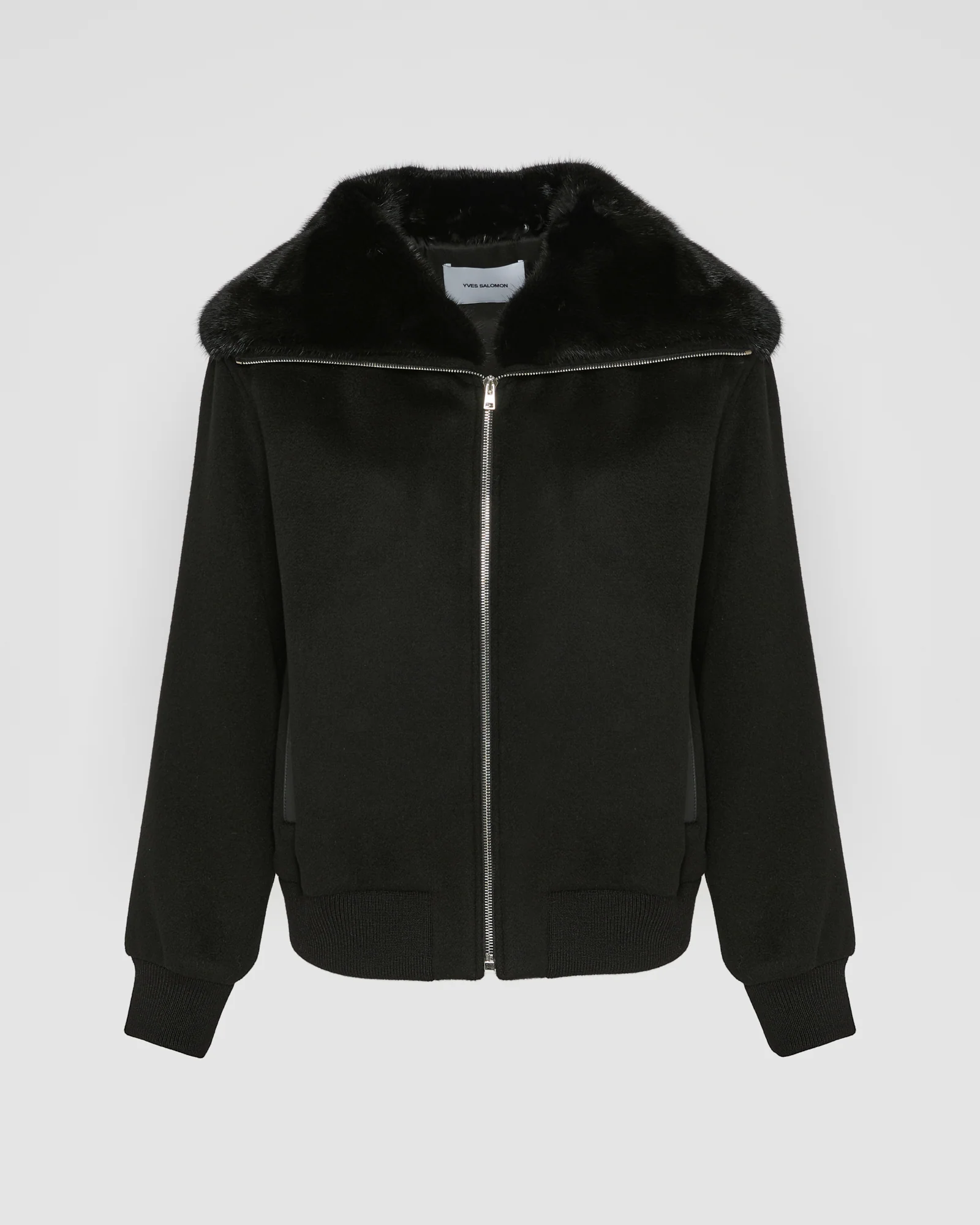 Cashmere-blend cropped blouson with removable mink fur collar - Image 7