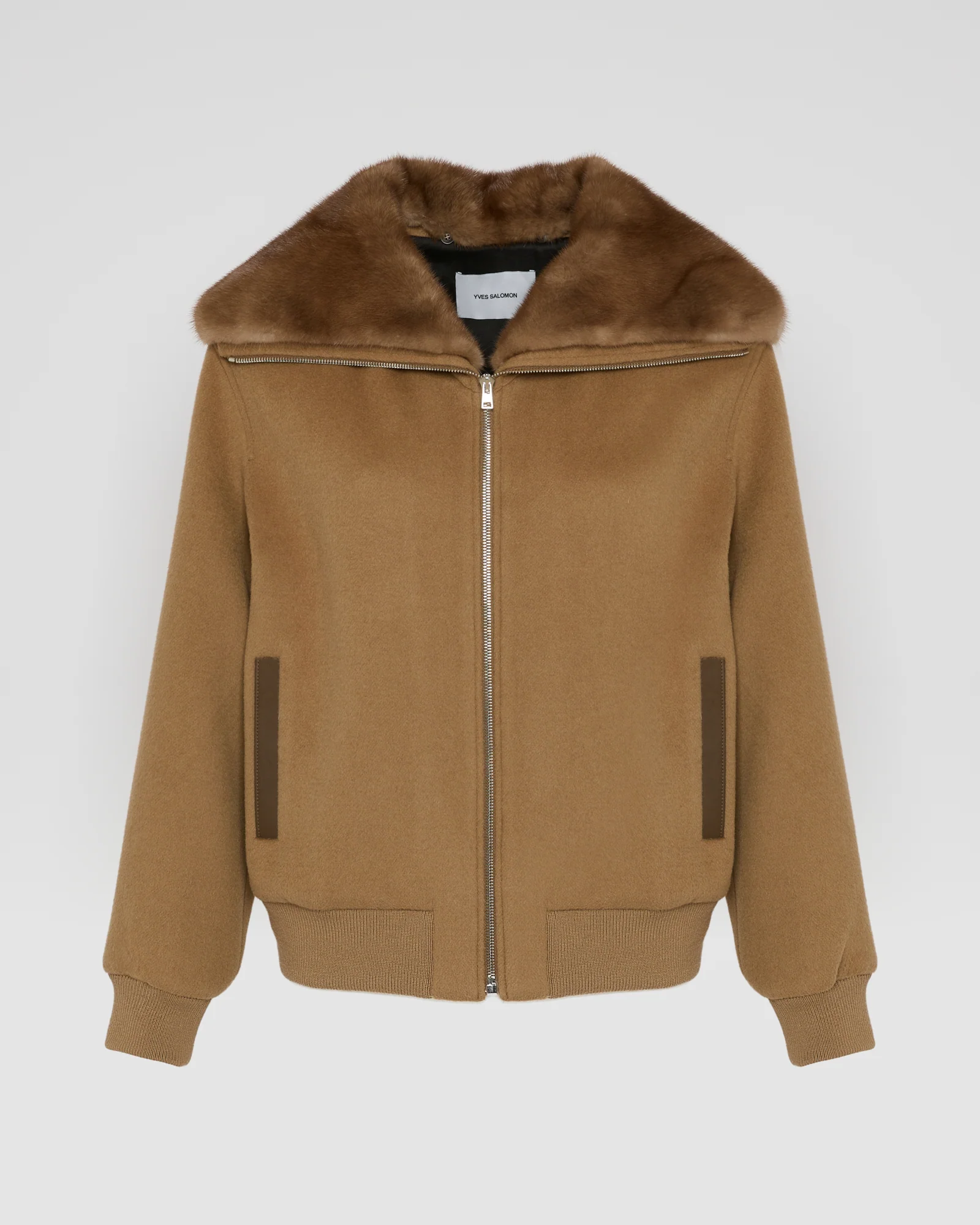 Cashmere-blend cropped blouson with removable mink fur collar - Image 5