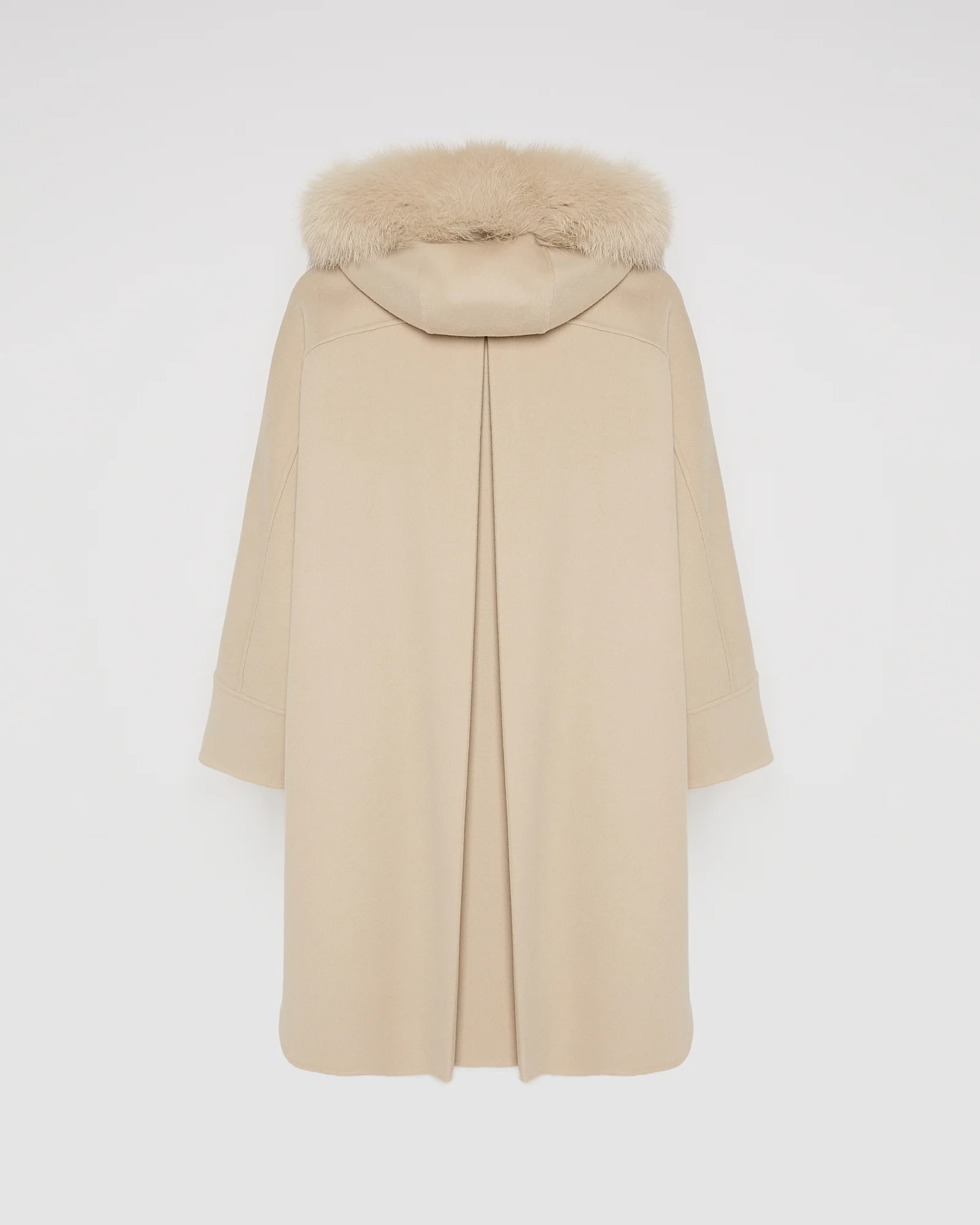 Cashmere blend hooded cape with fox trim - Image 6