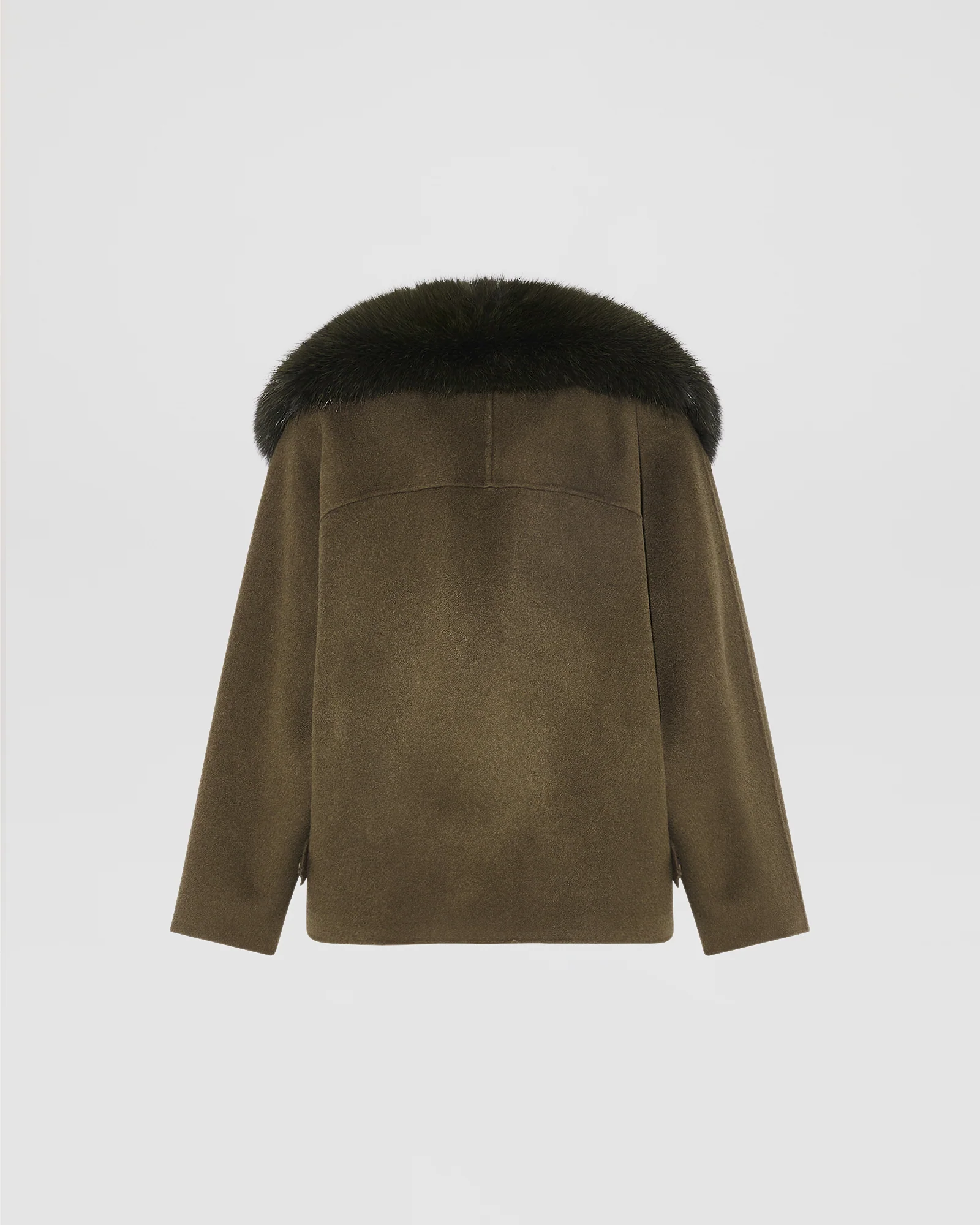 Cashmere-blend pea jacket with removable fox fur collar - Image 7