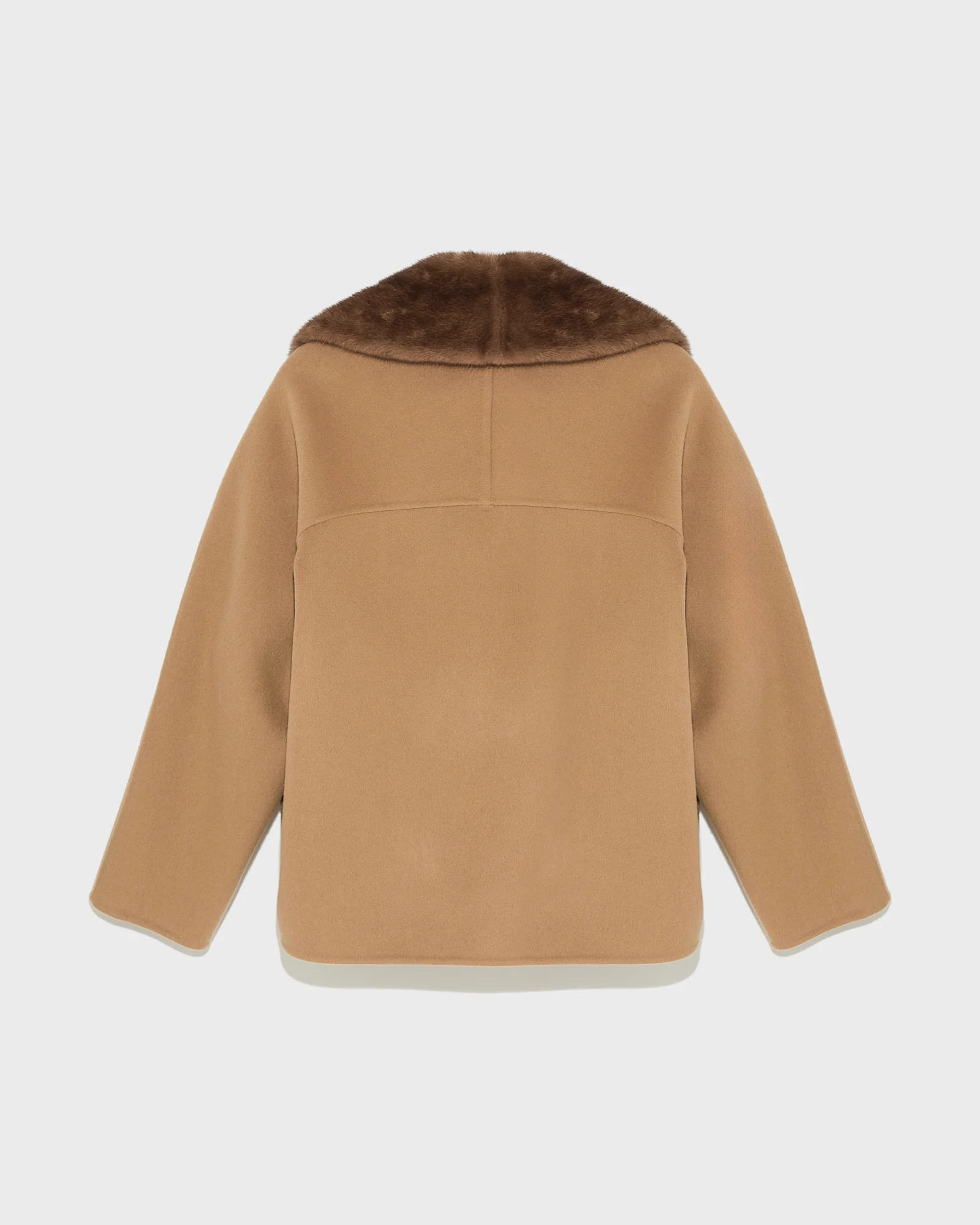Cashmere blend pea jacket with removable mink collar - Image 7