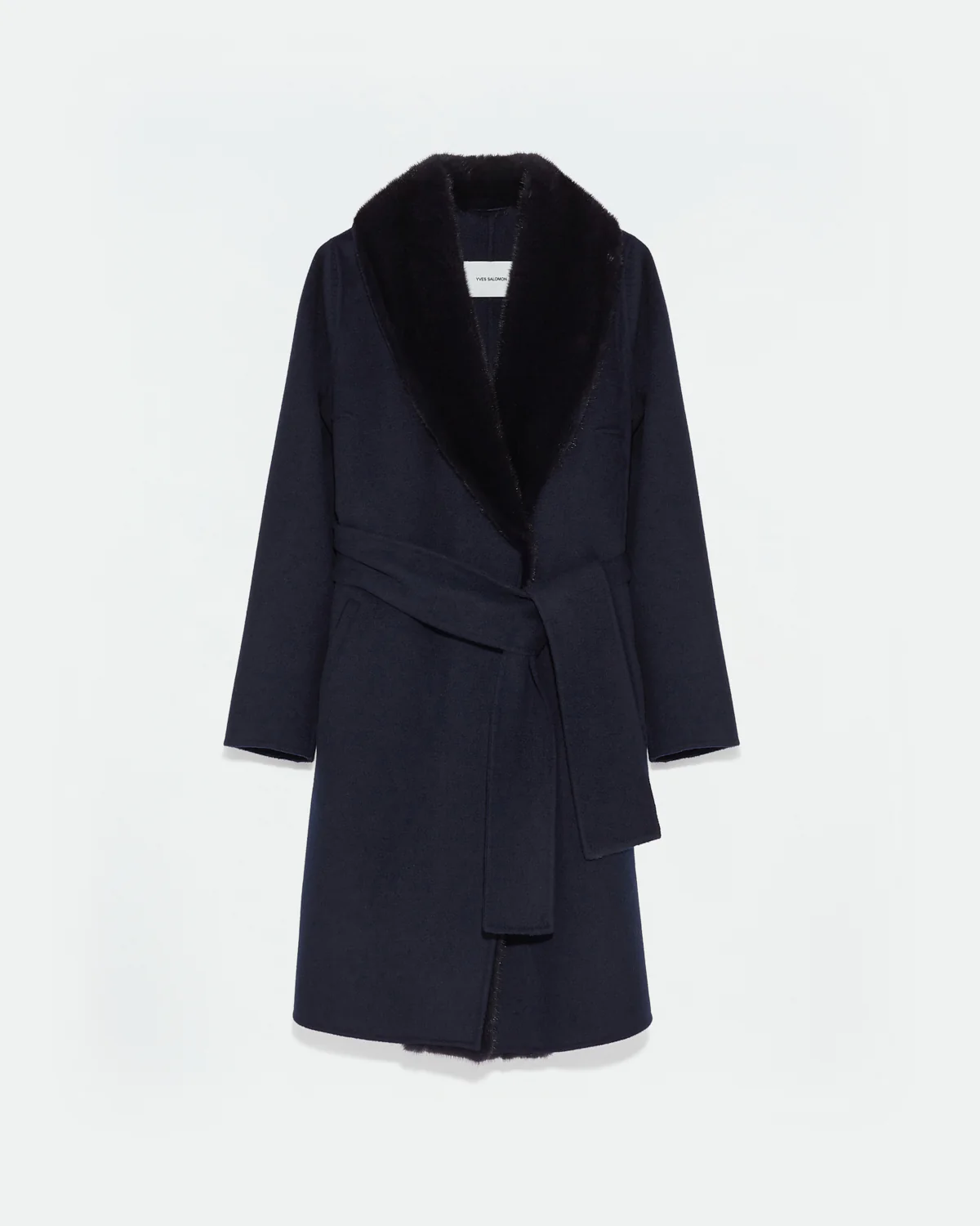 Cashmere wool coat with mink fur collar and facing - Image 5