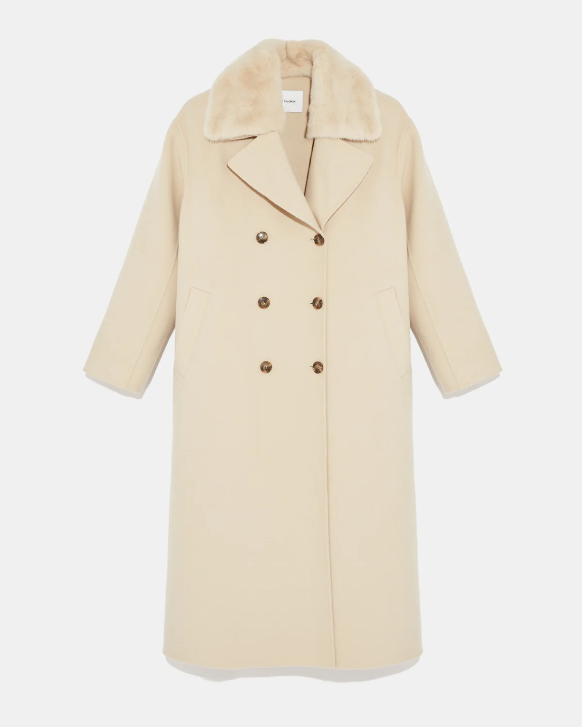 Long cashmere wool coat with mink fur collar - Image 6