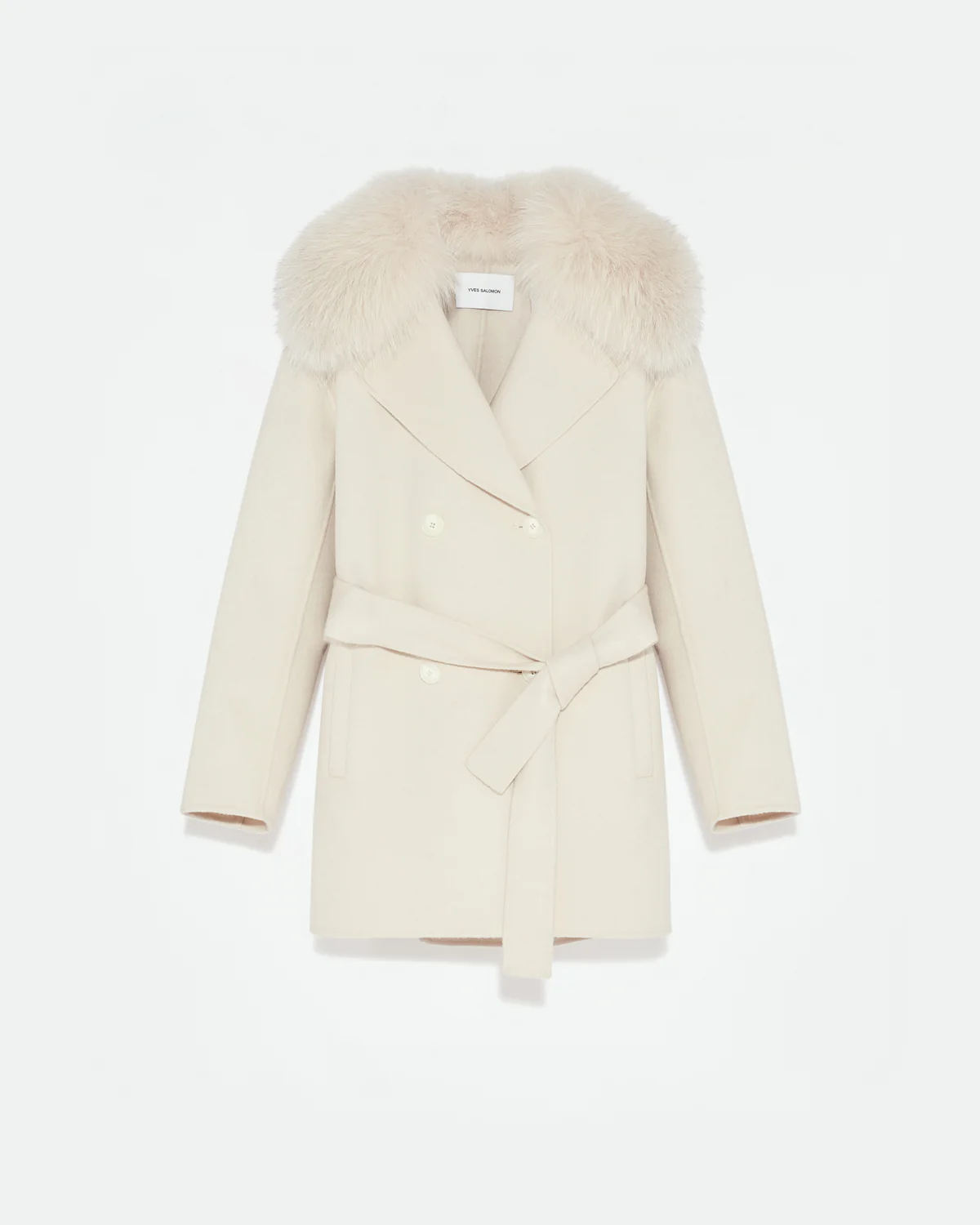 Cashmere wool peacot with fox fur collar - Image 5