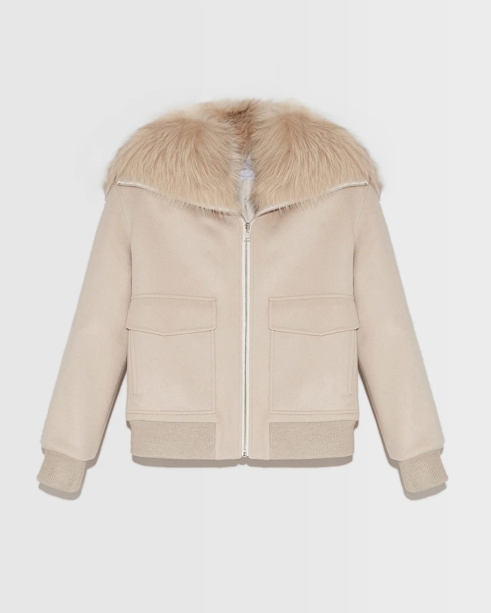 Cashmere woollen fabric jacket with fox fur collar - Image 6
