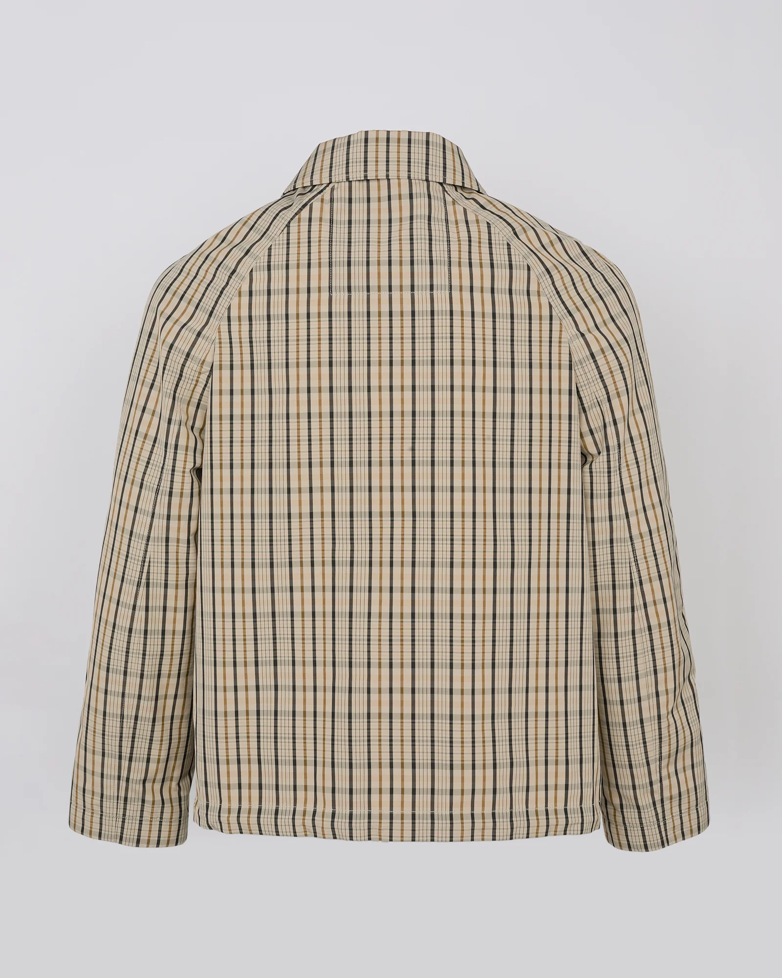 Check pattern fabric jacket with leather details - Image 5