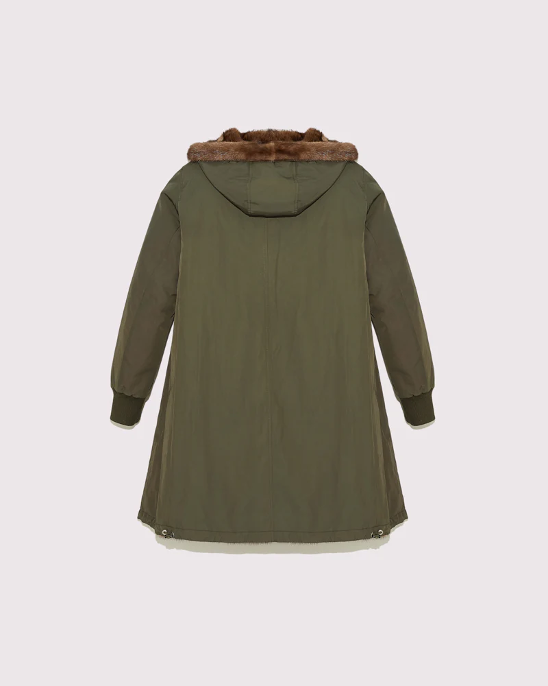Classic reversible parka in technical fabric and mink - - Image 2