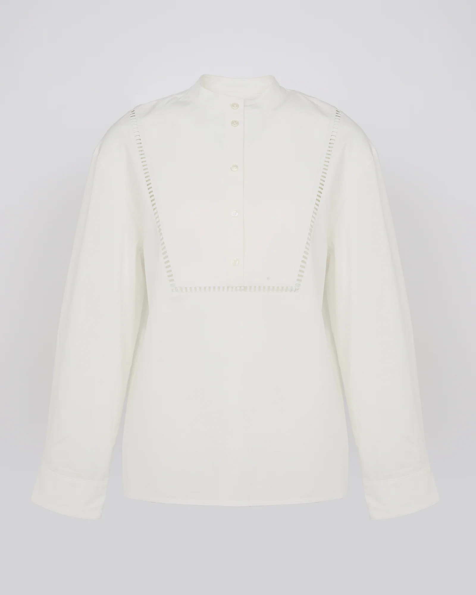 Cotton poplin blouse with leather inserts - Image 6