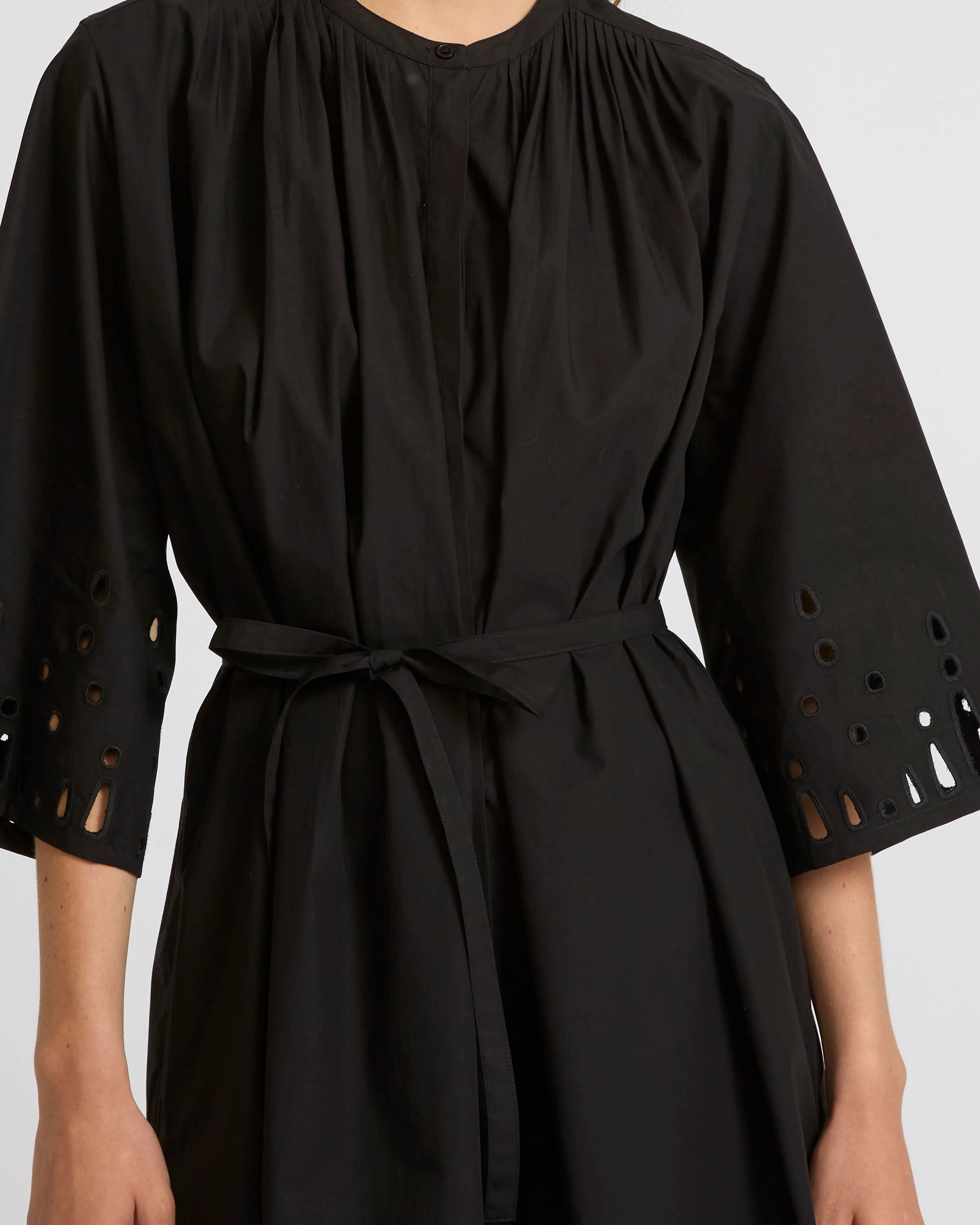Cotton poplin dress with broderie anglaise - Image 3