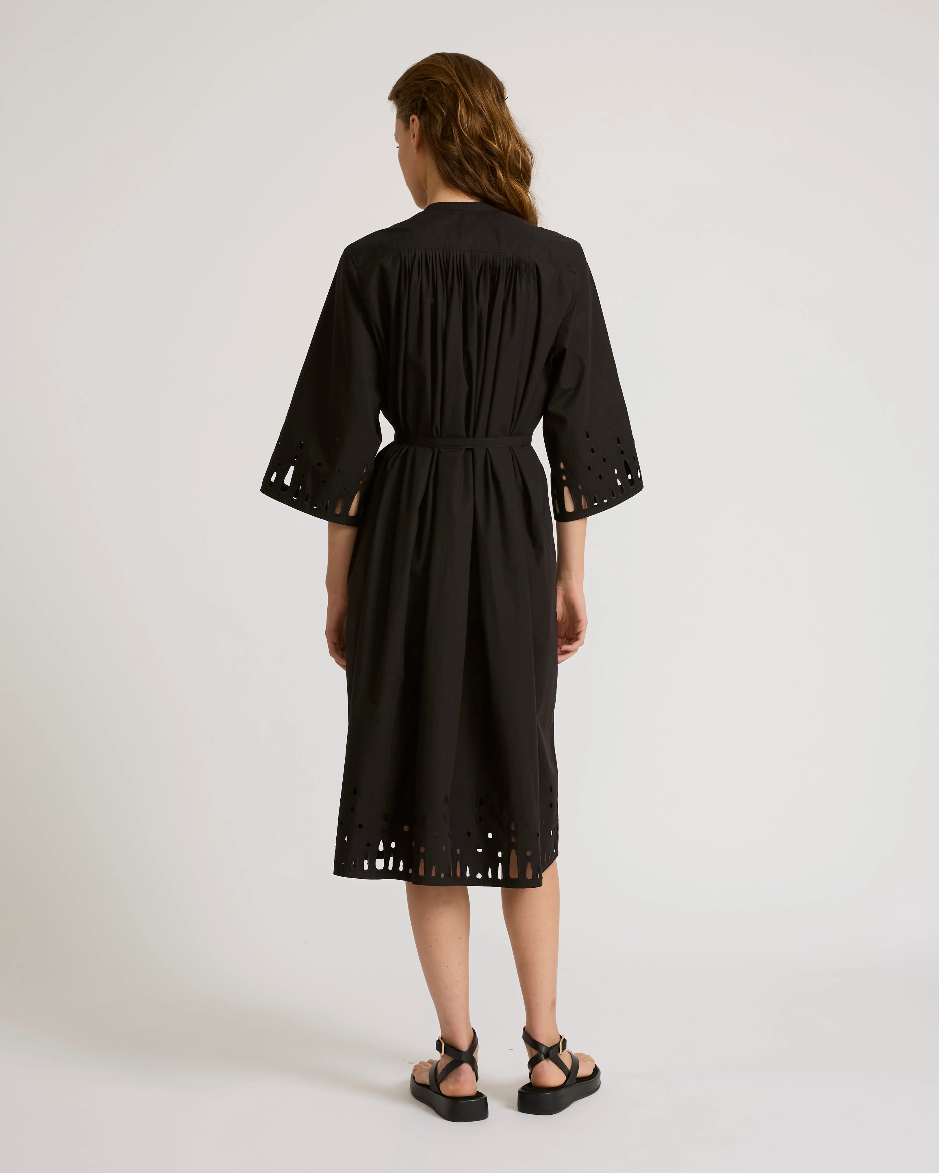 Cotton poplin dress with broderie anglaise - Image 4