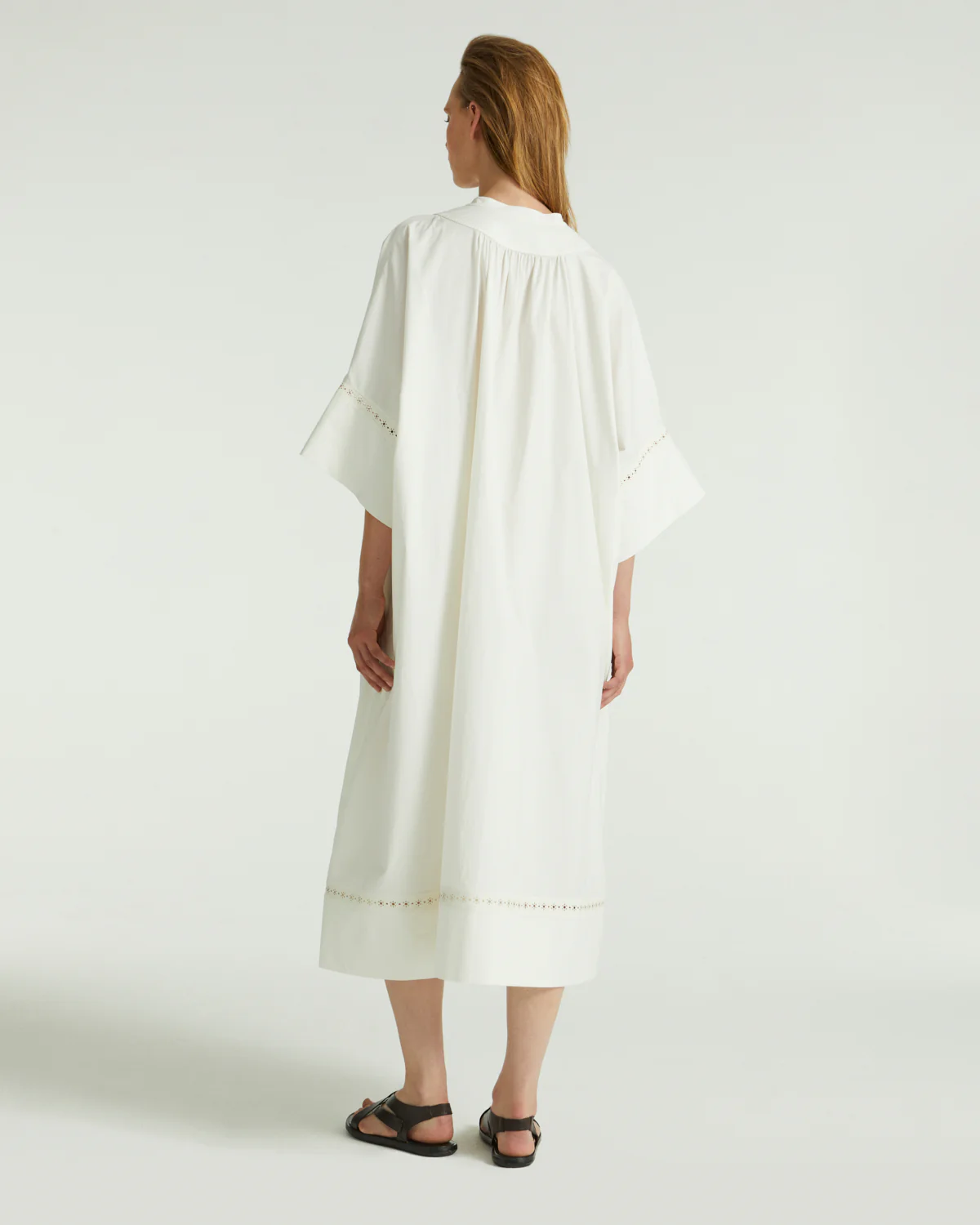 Cotton poplin dress with leather inserts - Image 5