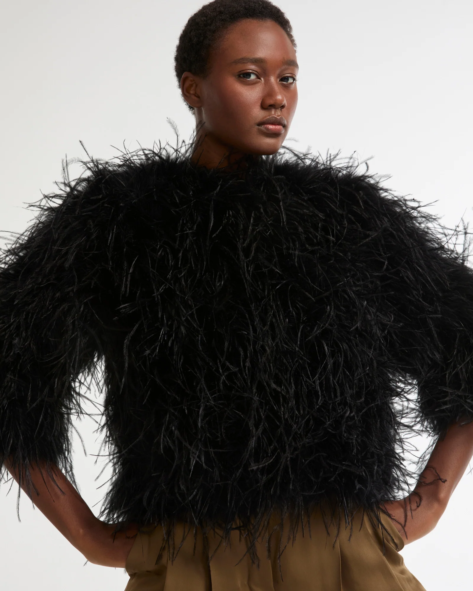 Short Ostrich Feather Jacket - Image 3
