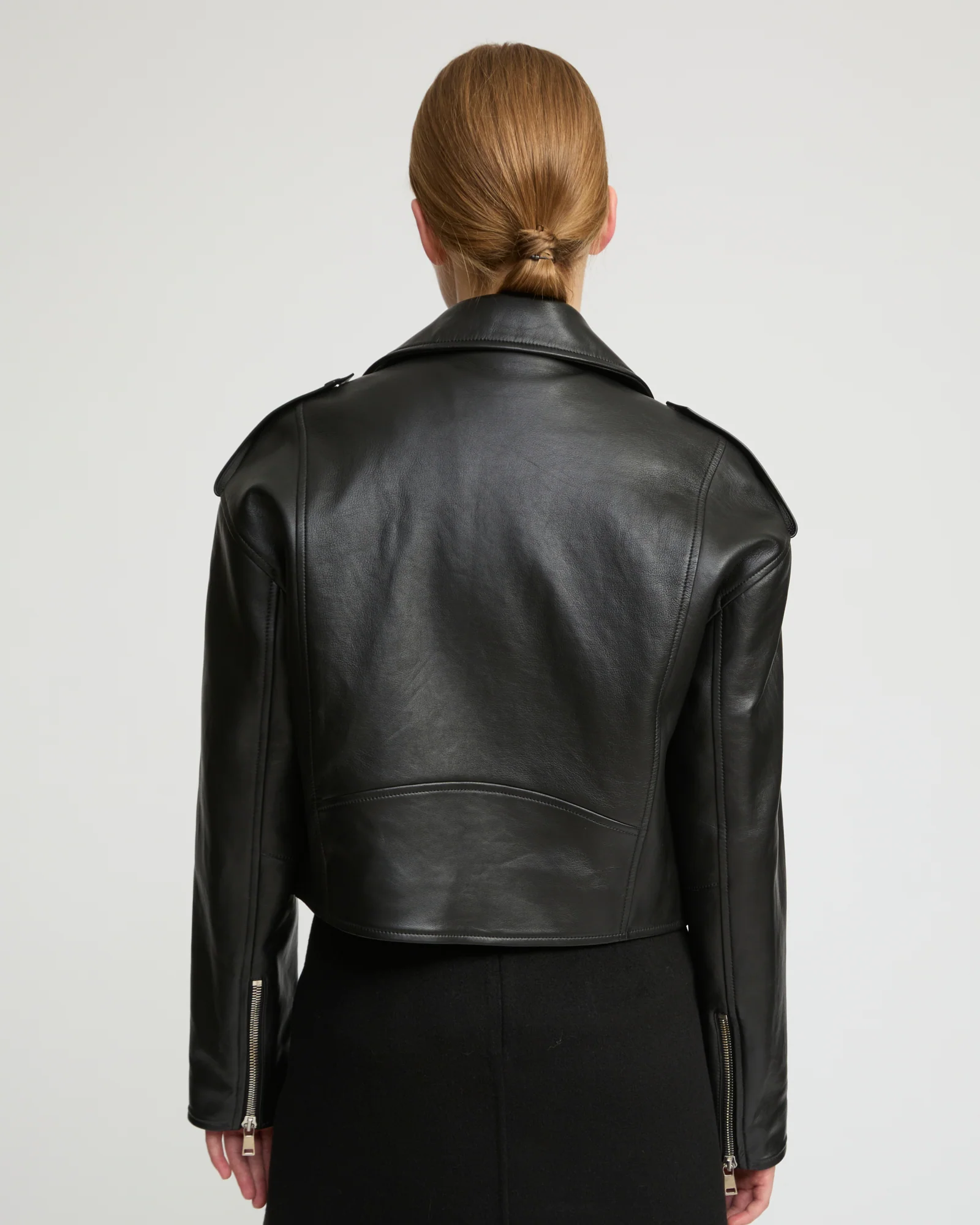 Cropped lambskin biker jacket - Image 4
