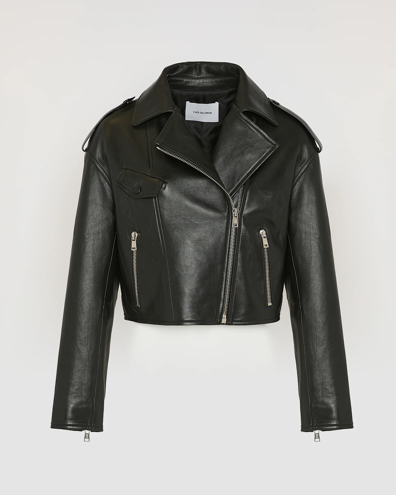 Cropped lambskin biker jacket - Image 5