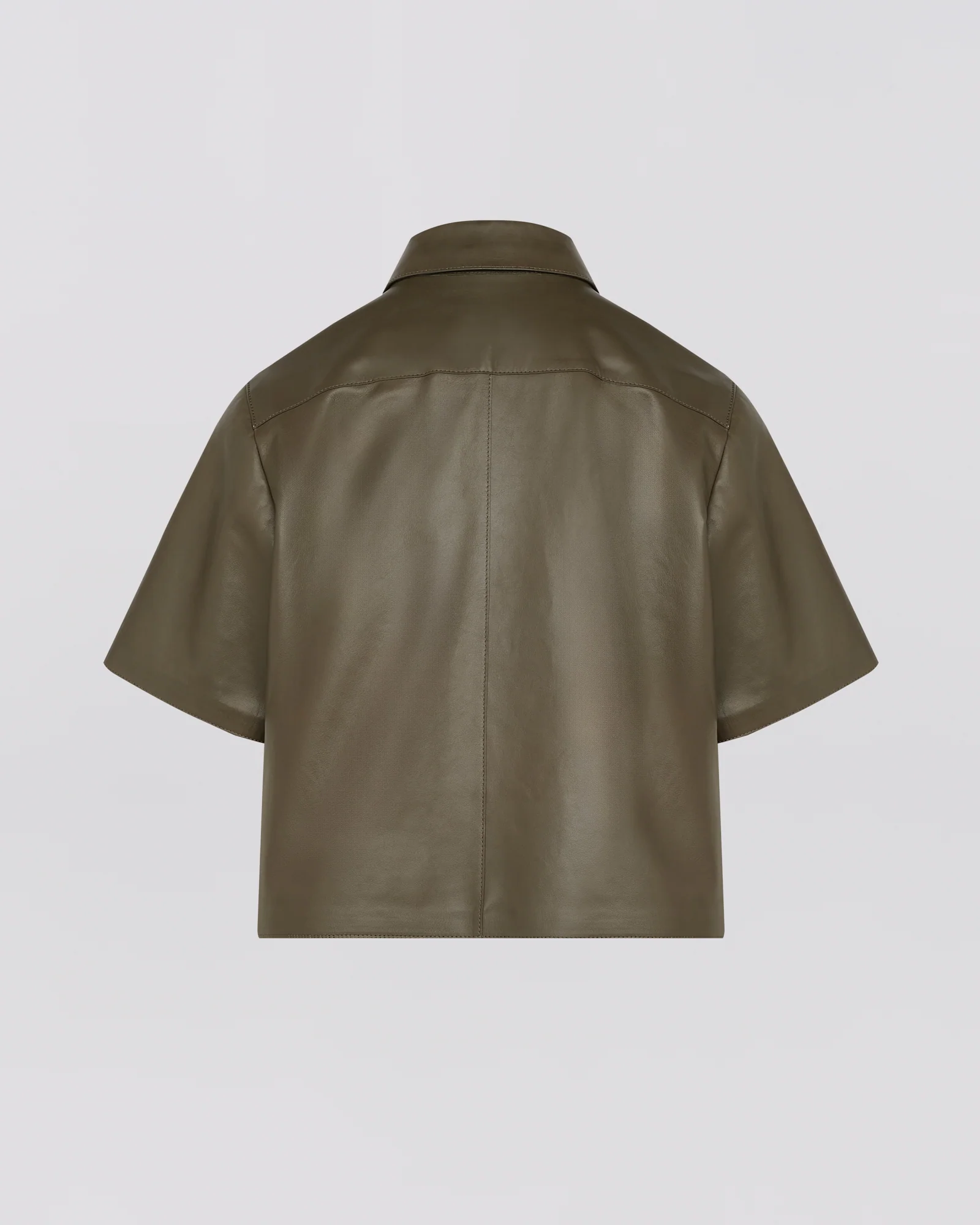 Cropped shirt with short sleeves in lamb leather - Image 6