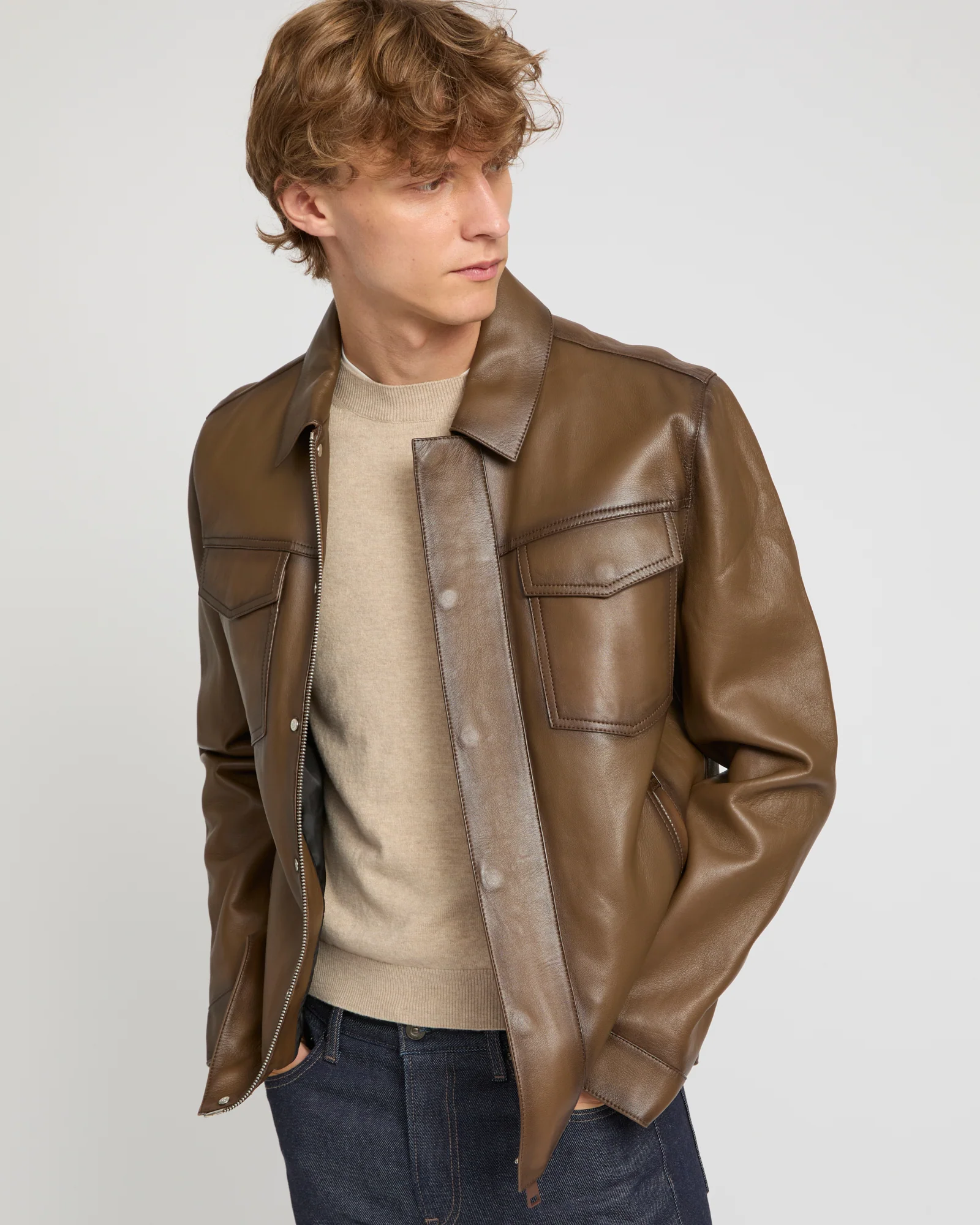Denim jacket style leather jacket - Image 2